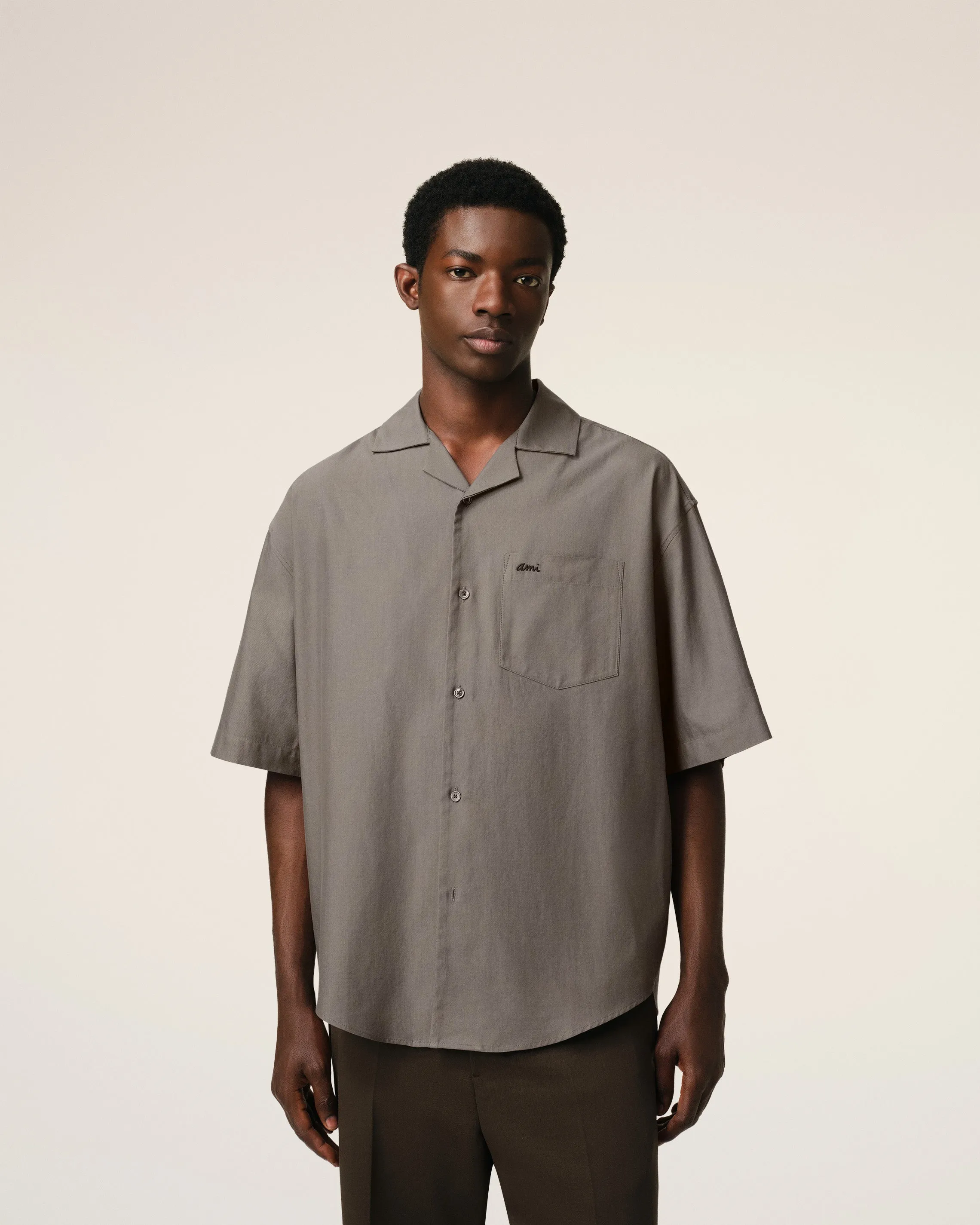 Chemise Taupe Boxy Manches Courtes En Coton sold by Ami product image thumbnail 3