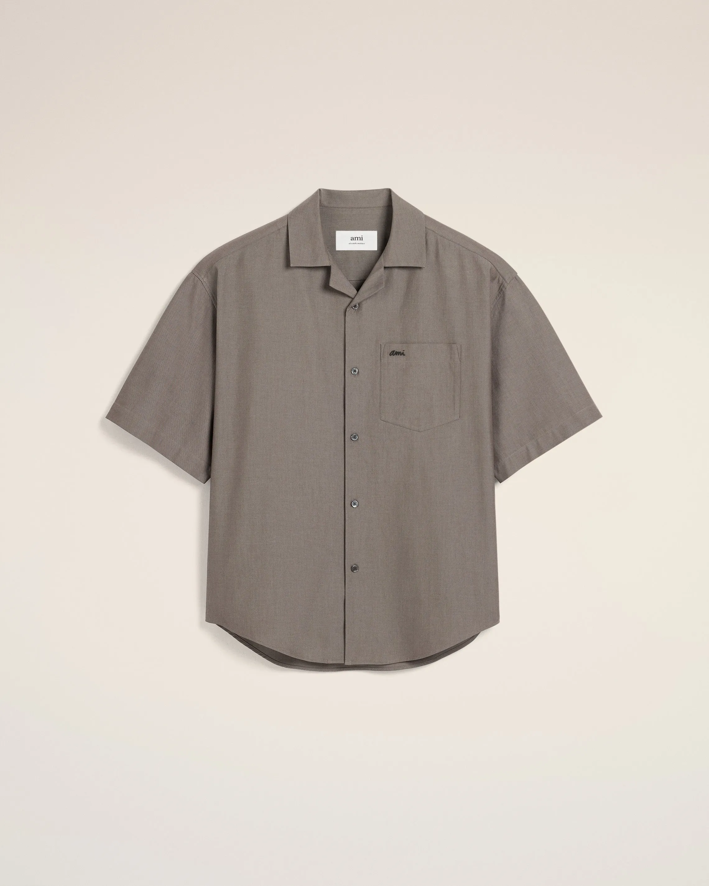 Chemise Taupe Boxy Manches Courtes En Coton sold by Ami