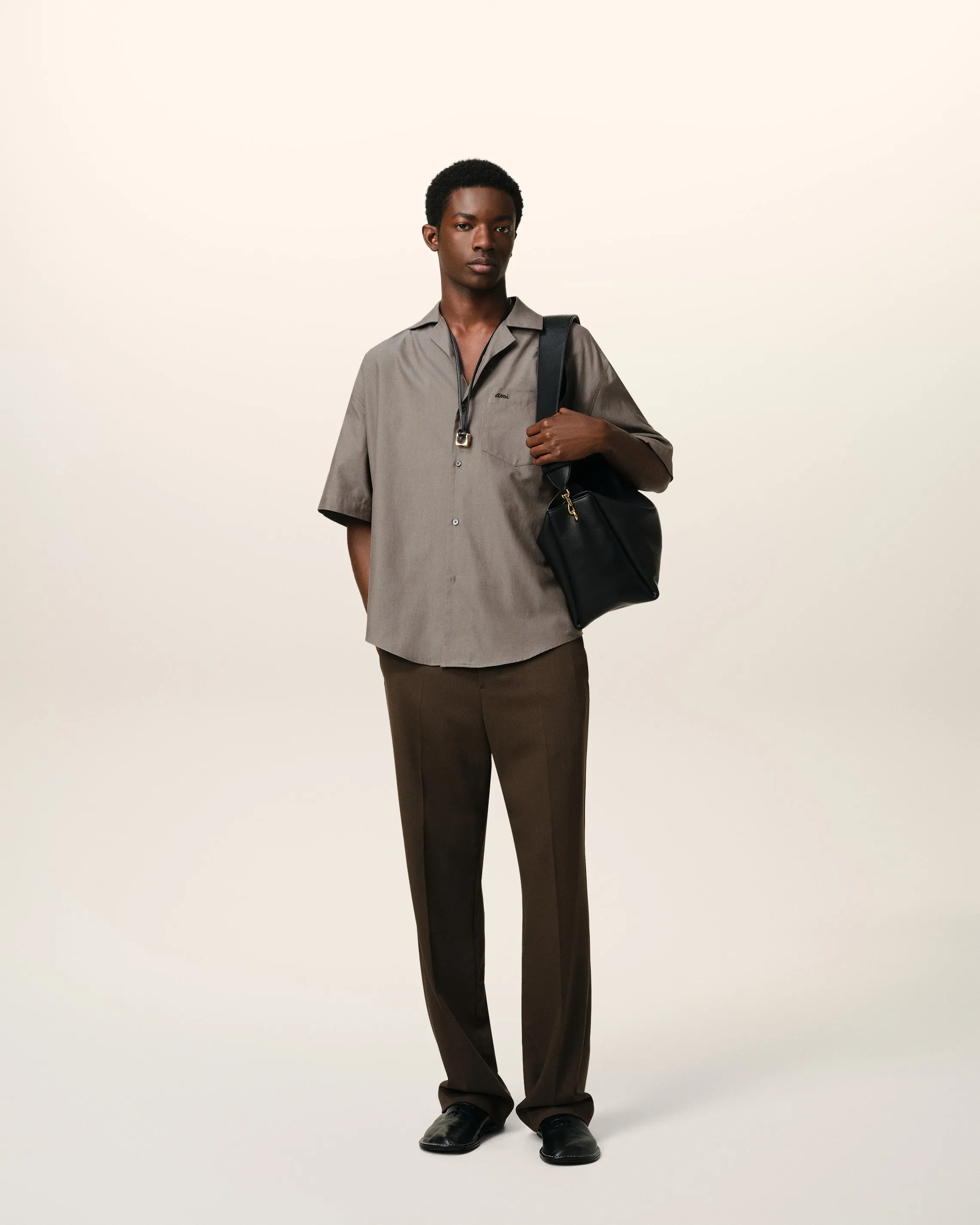 Chemise Taupe Boxy Manches Courtes En Coton sold by Ami product image thumbnail 2