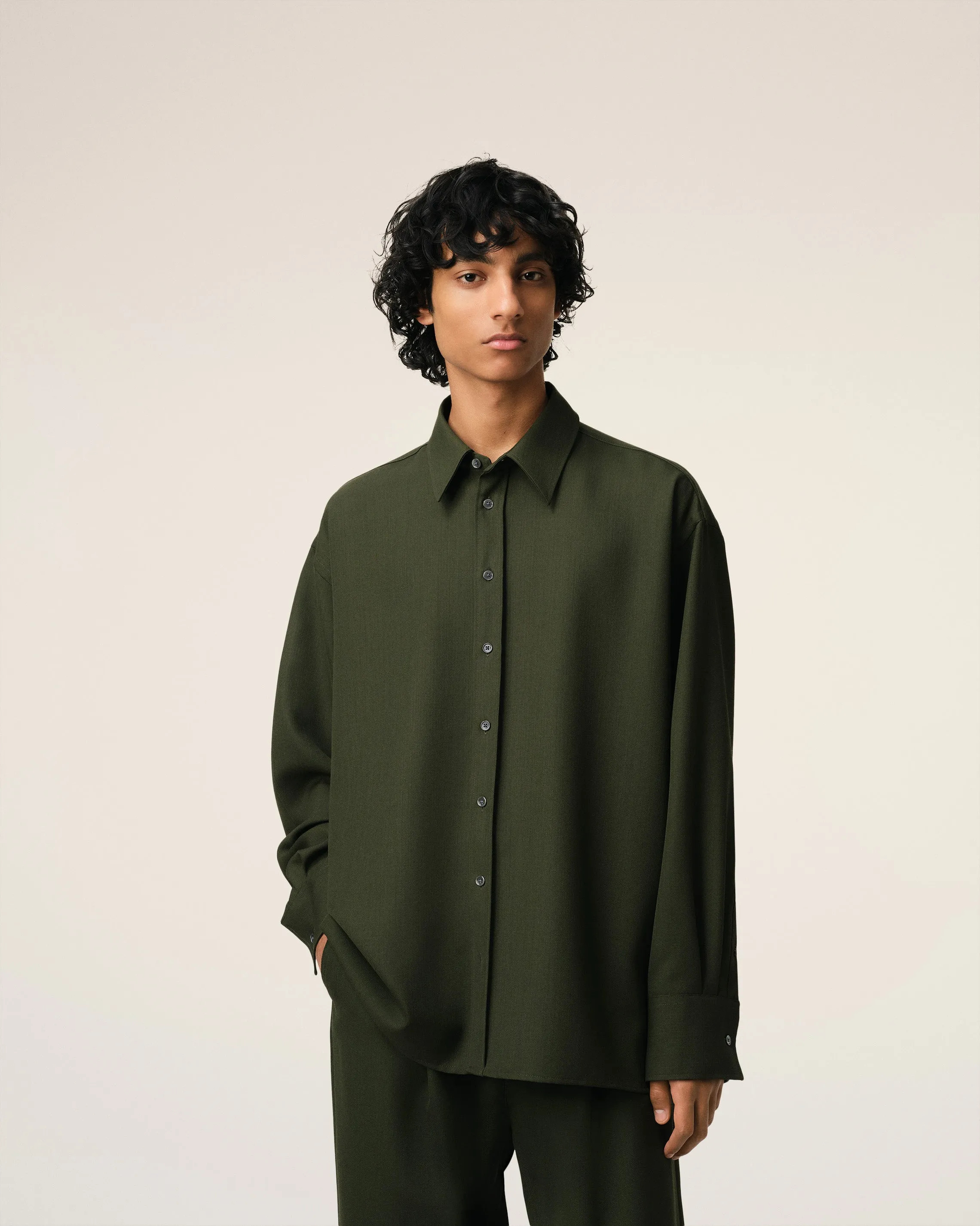 Chemise Verte Loose Fente Dos En Laine sold by Ami product image thumbnail 3