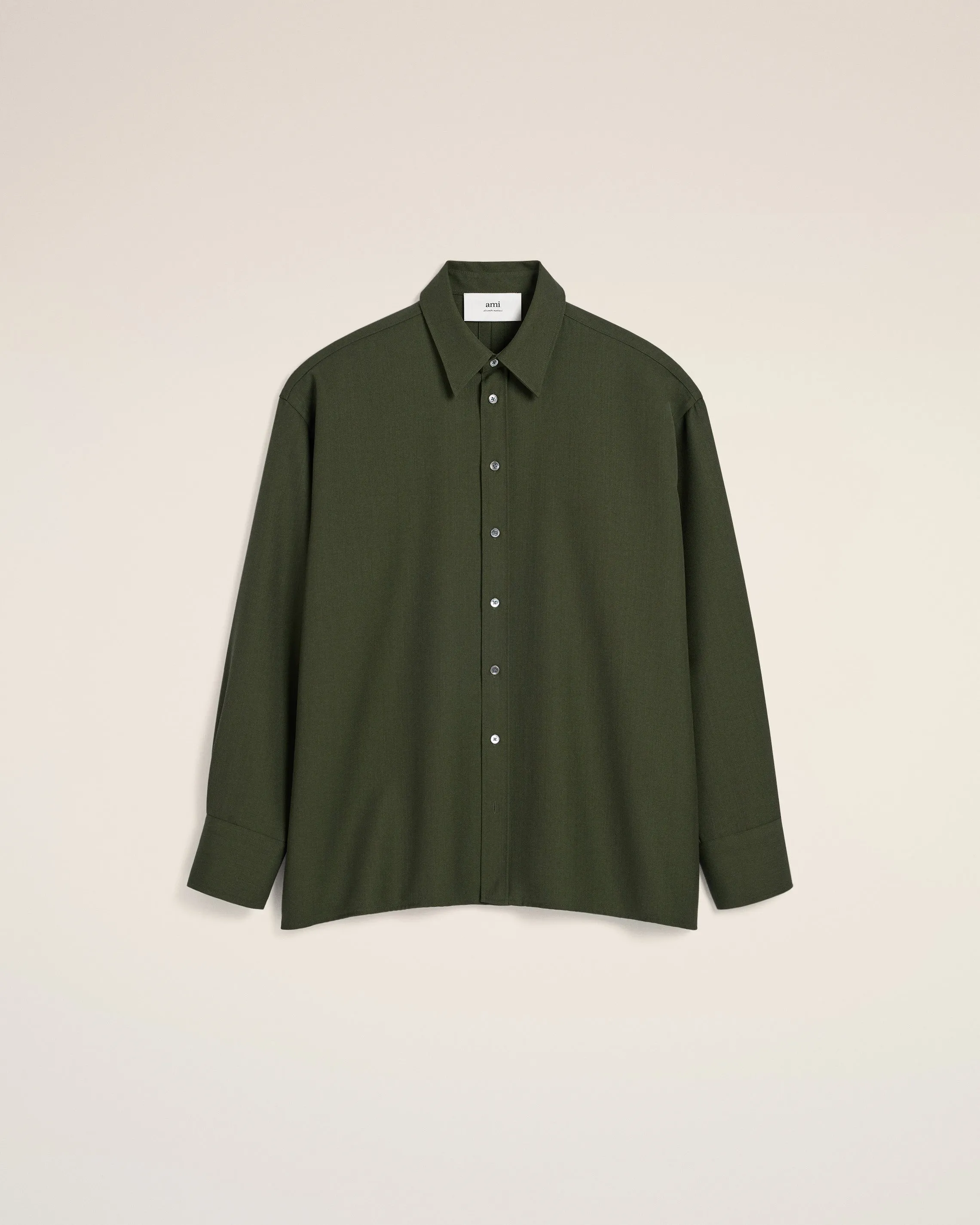 Chemise Verte Loose Fente Dos En Laine sold by Ami