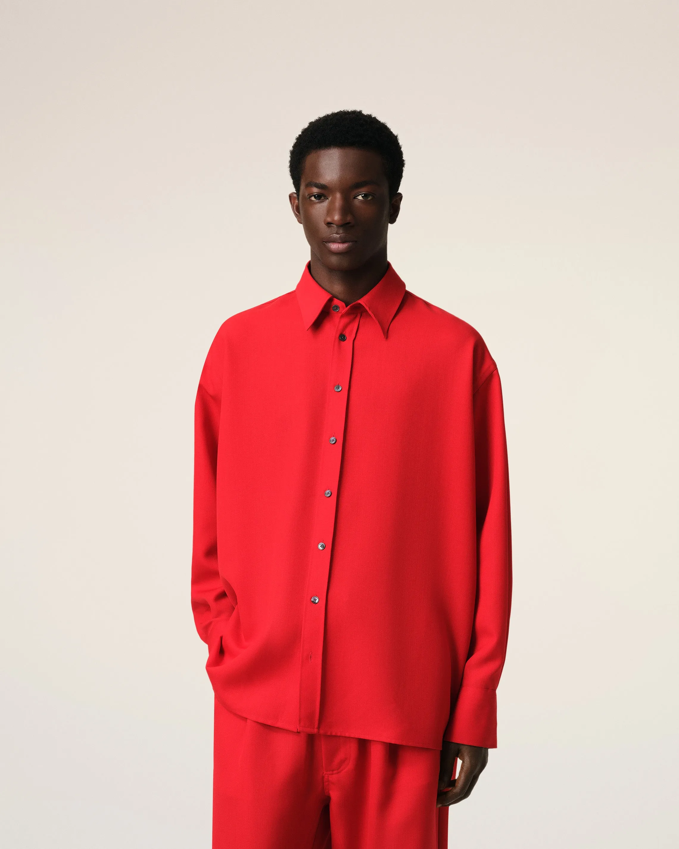 Chemise Rouge Loose Fente Dos En Laine sold by Ami product image thumbnail 3