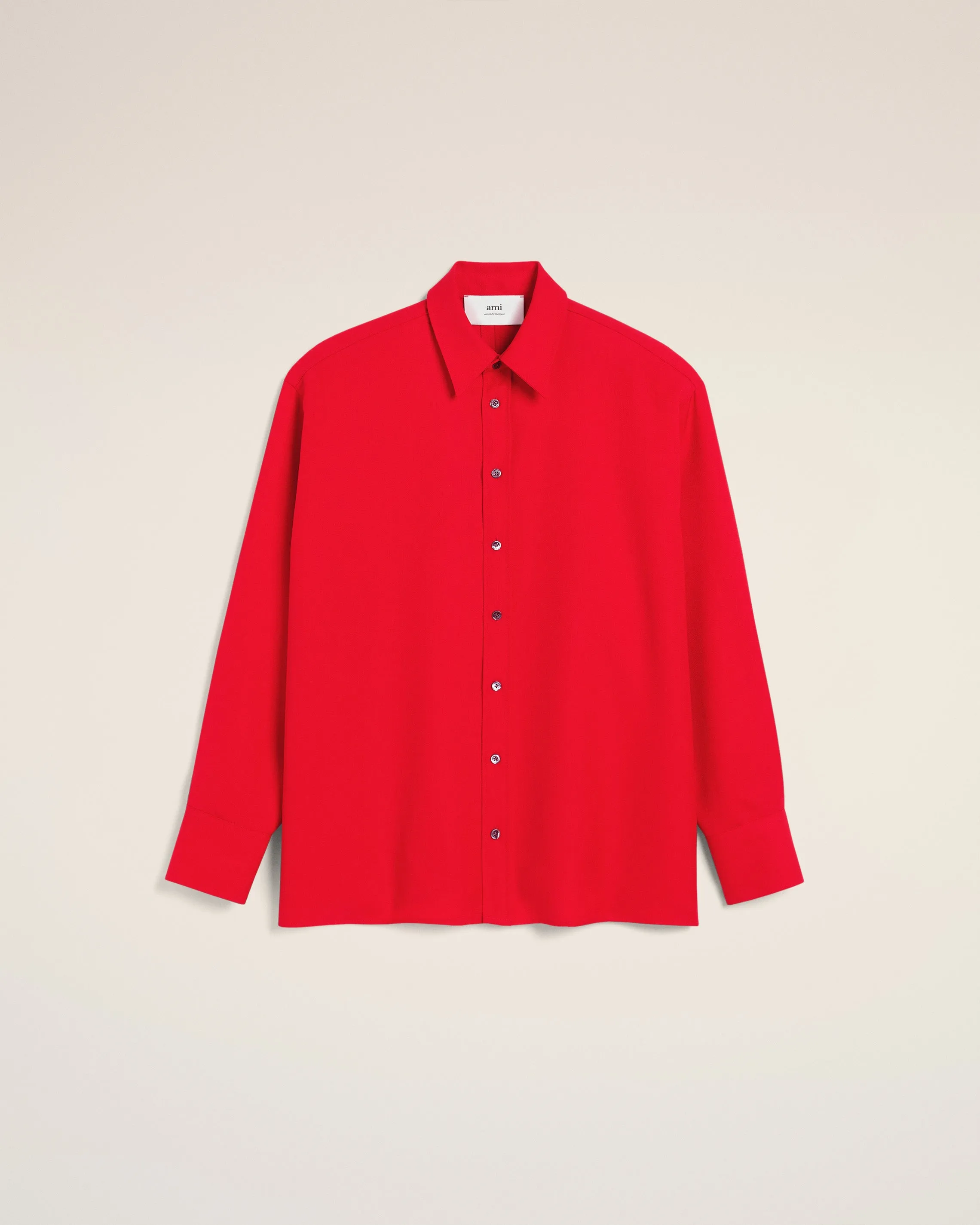 Chemise Rouge Loose Fente Dos En Laine sold by Ami