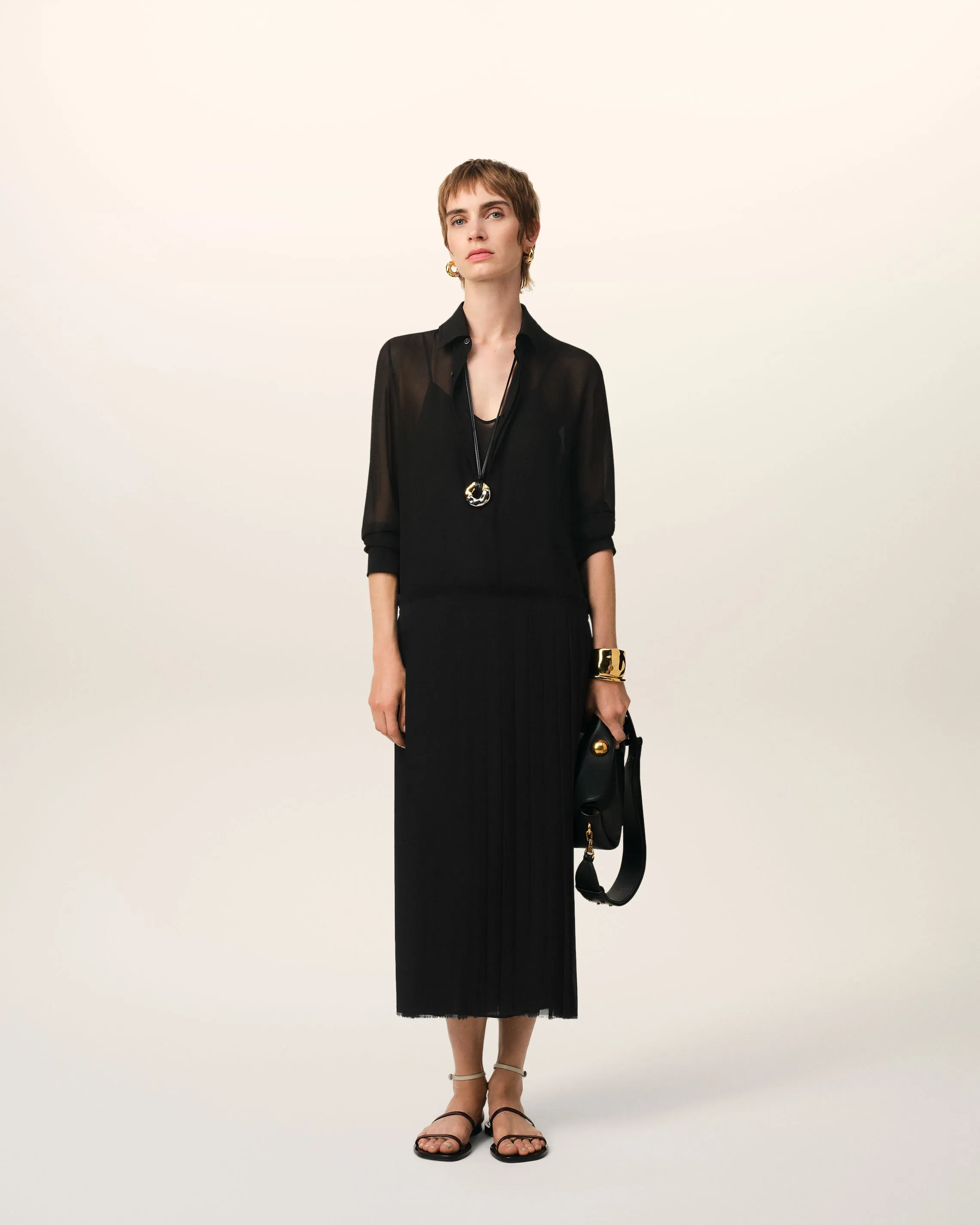 Robe Midi Noire Plissée sold by Ami product image thumbnail 2