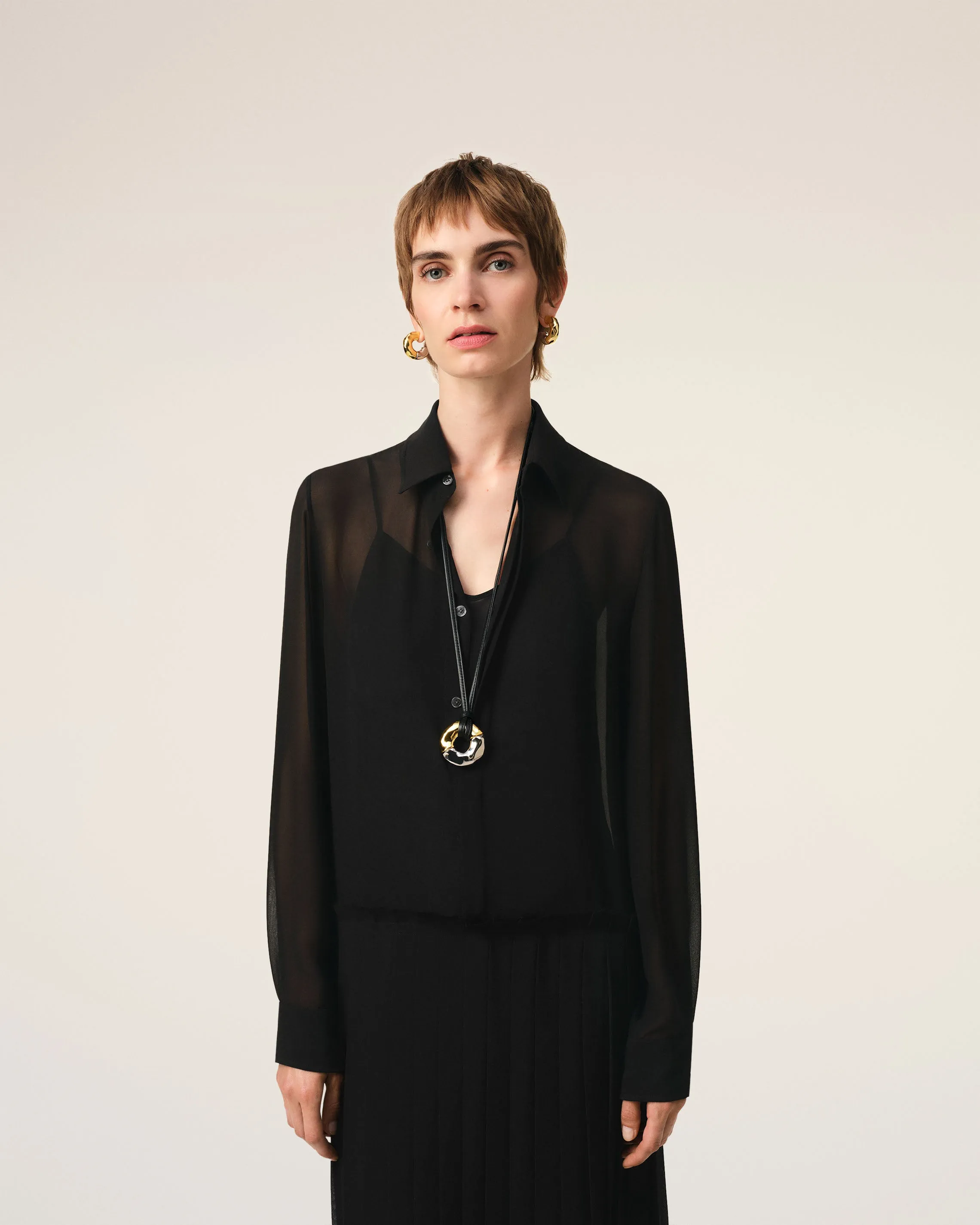 Robe Midi Noire Plissée sold by Ami product image thumbnail 3