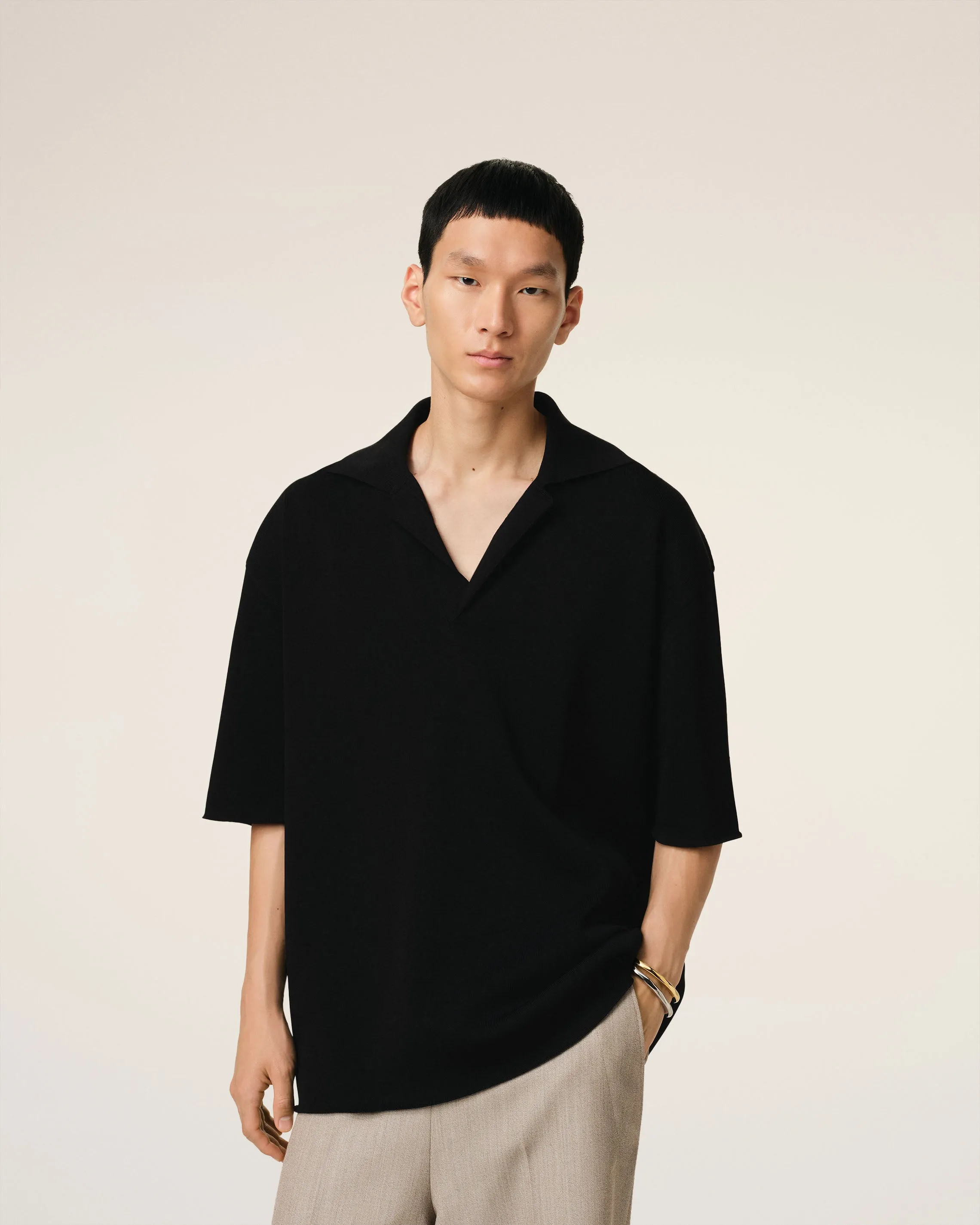 Polo Noir Manches Courtes sold by Ami product image thumbnail 3