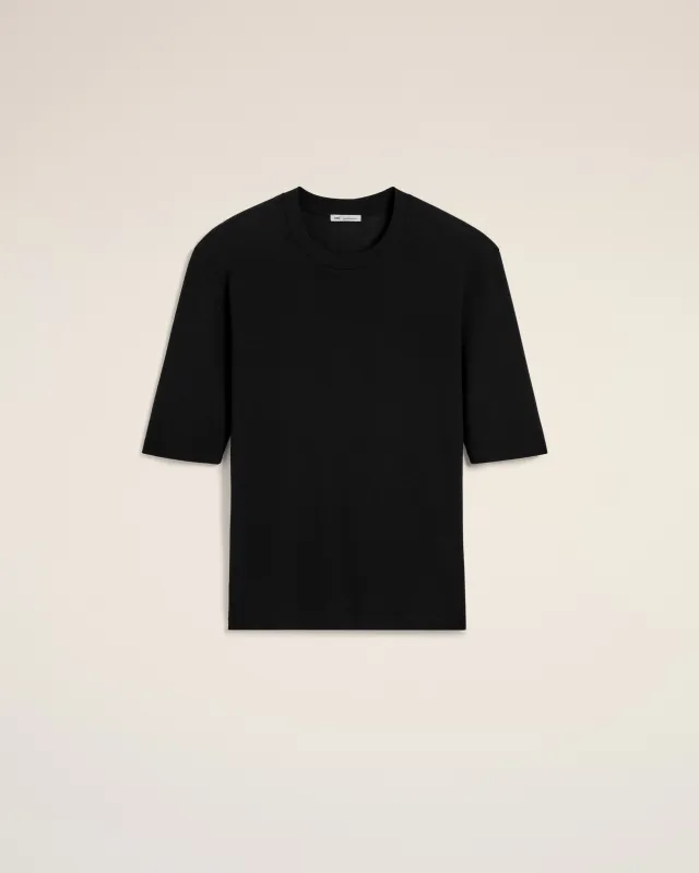 T-Shirt Noir Manches Courtes En Coton made by Ami