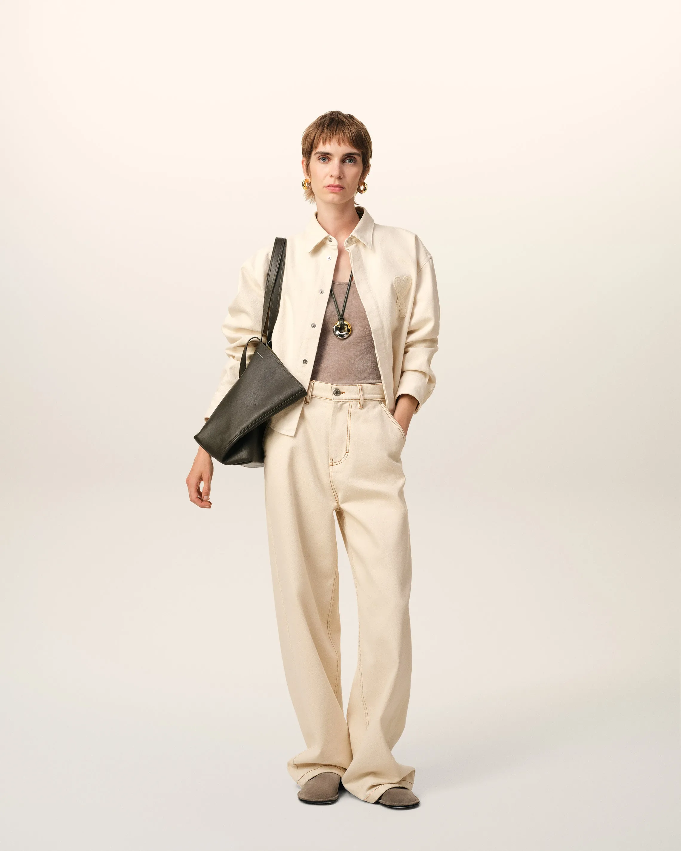 Chemise Beige Cropped Ami de Coeur En Coton sold by Ami product image thumbnail 2