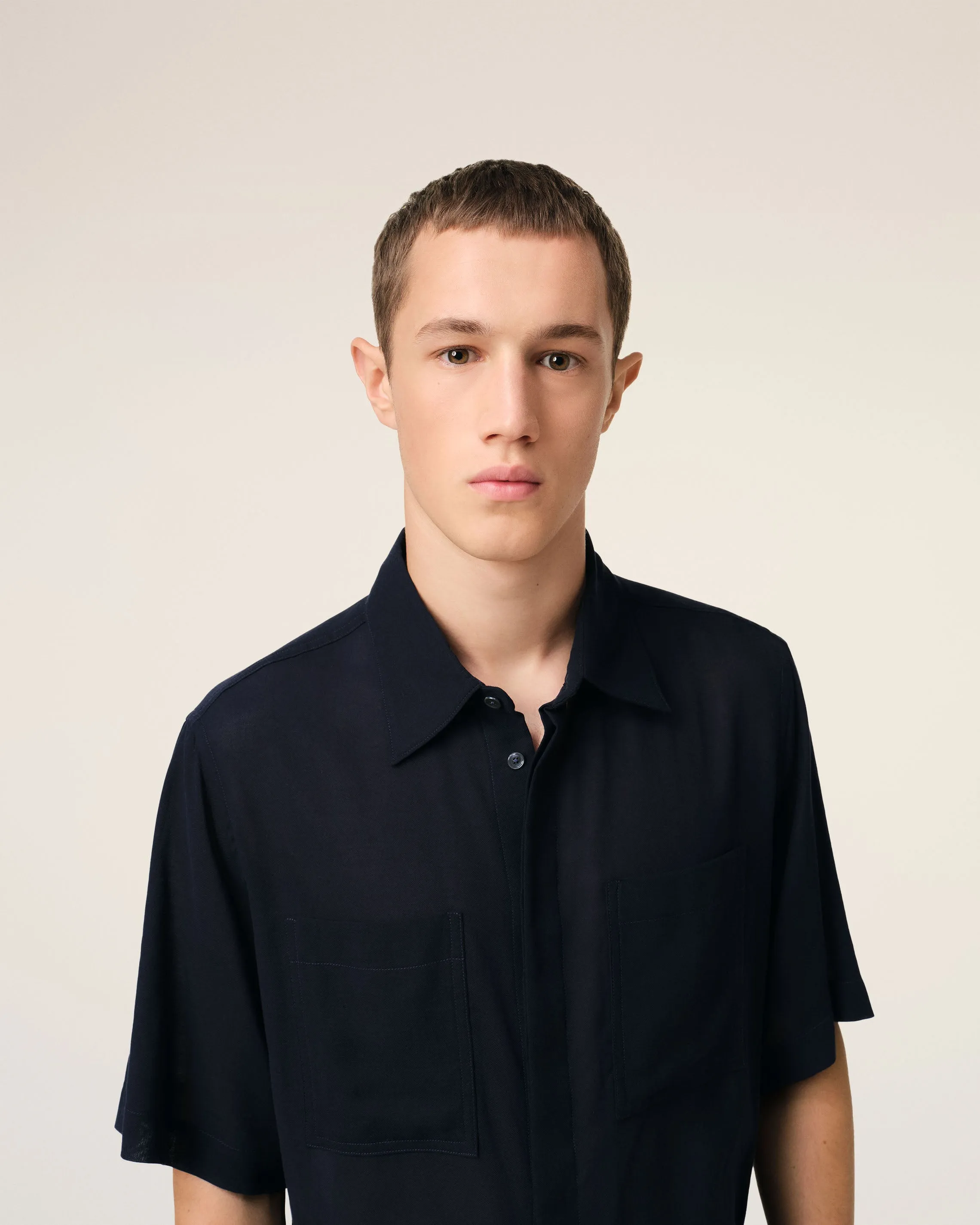 Chemise Bleu Marine Manches Courtes En Coton sold by Ami product image thumbnail 4