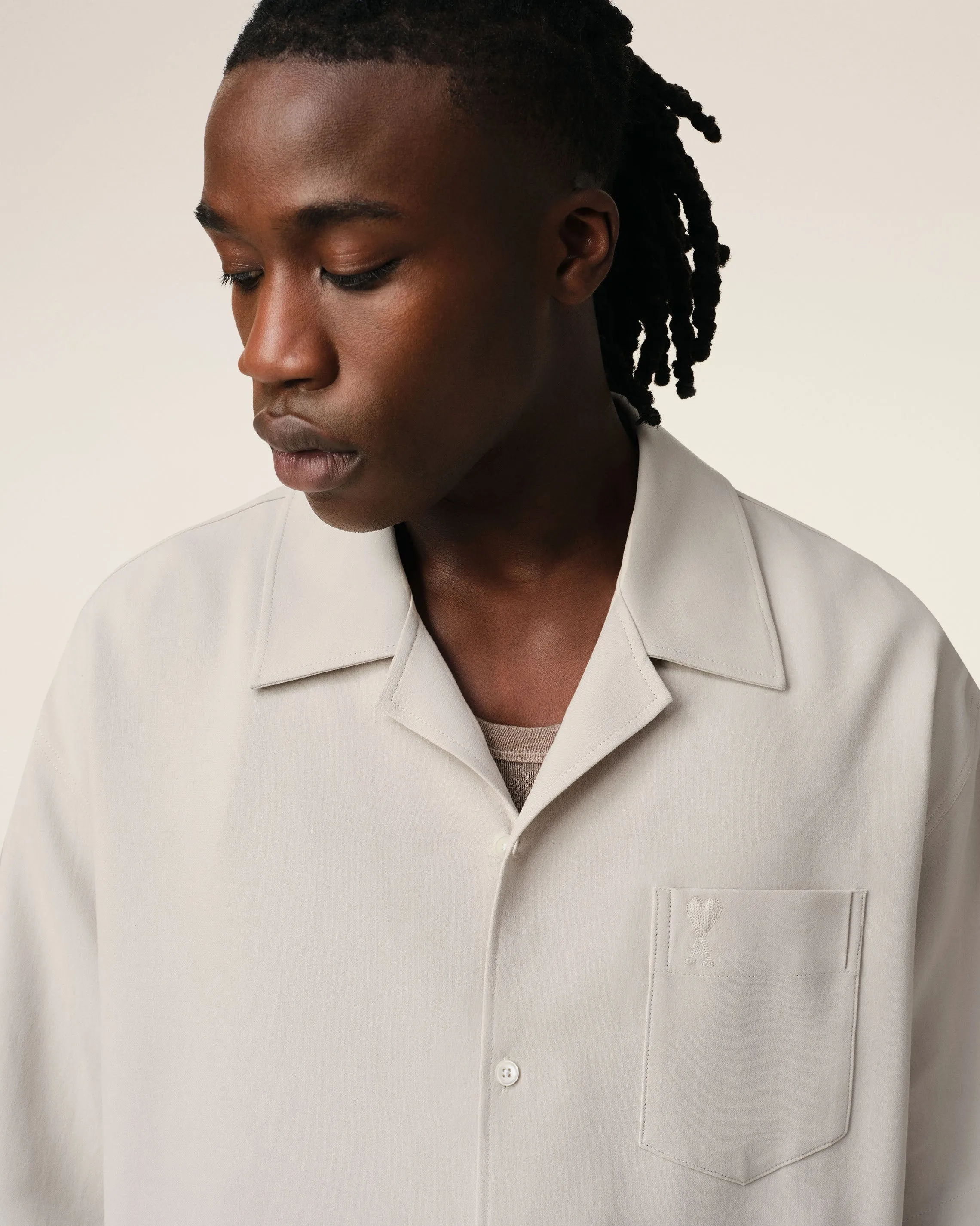 Chemise Beige Manches Courtes Col Requin En Coton sold by Ami product image thumbnail 4