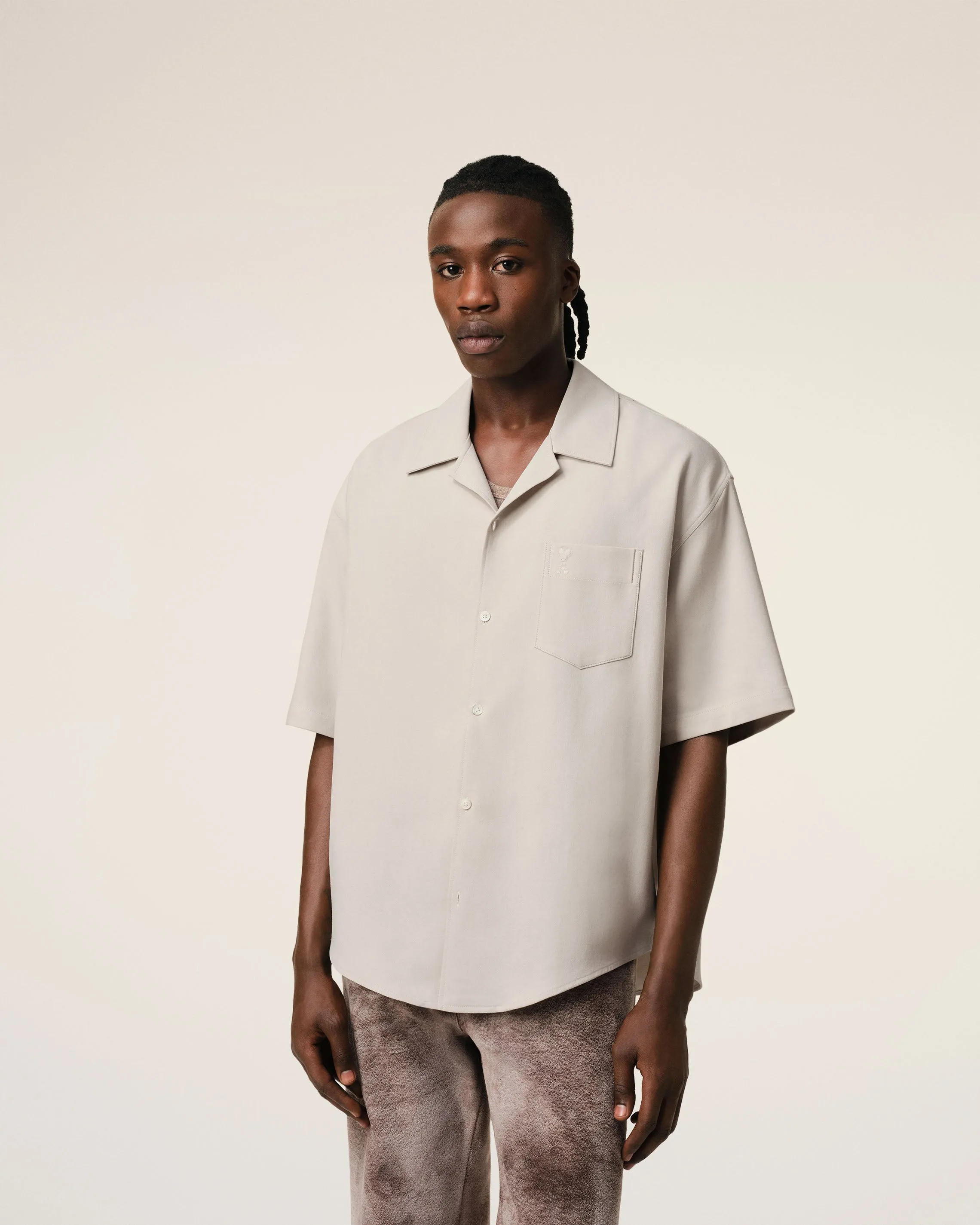 Chemise Beige Manches Courtes Col Requin En Coton sold by Ami product image thumbnail 3