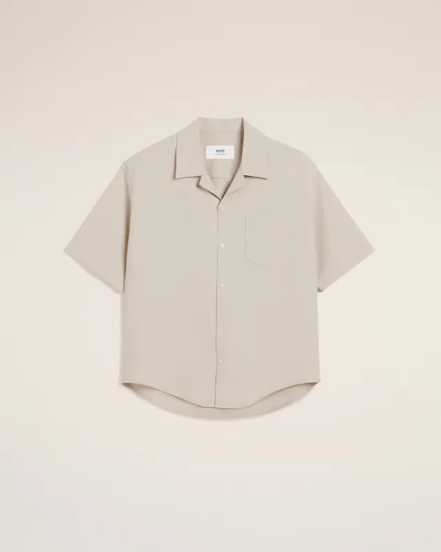 Chemise Beige Manches Courtes Col Requin En Coton sold by Ami