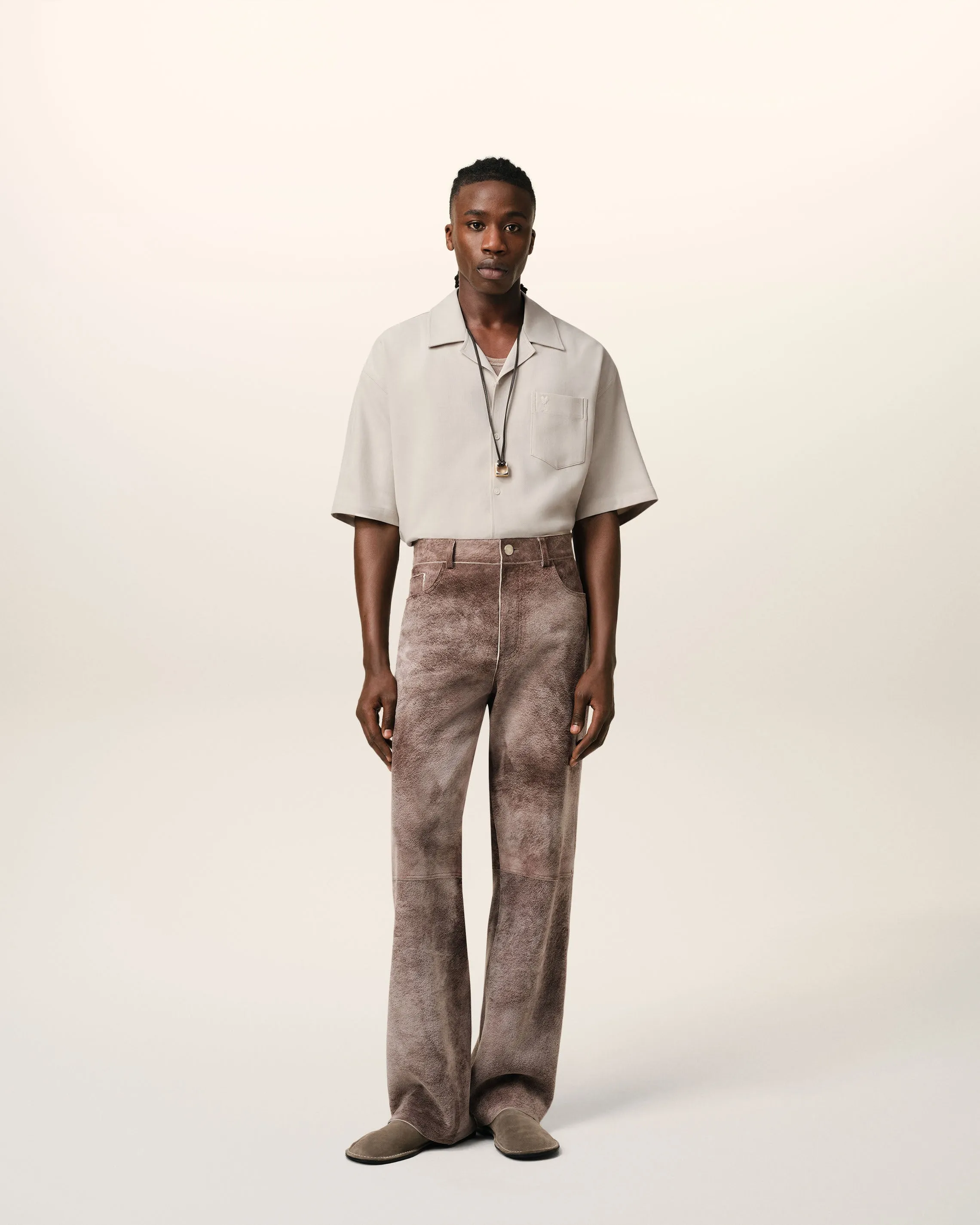 Chemise Beige Manches Courtes Col Requin En Coton sold by Ami product image thumbnail 2