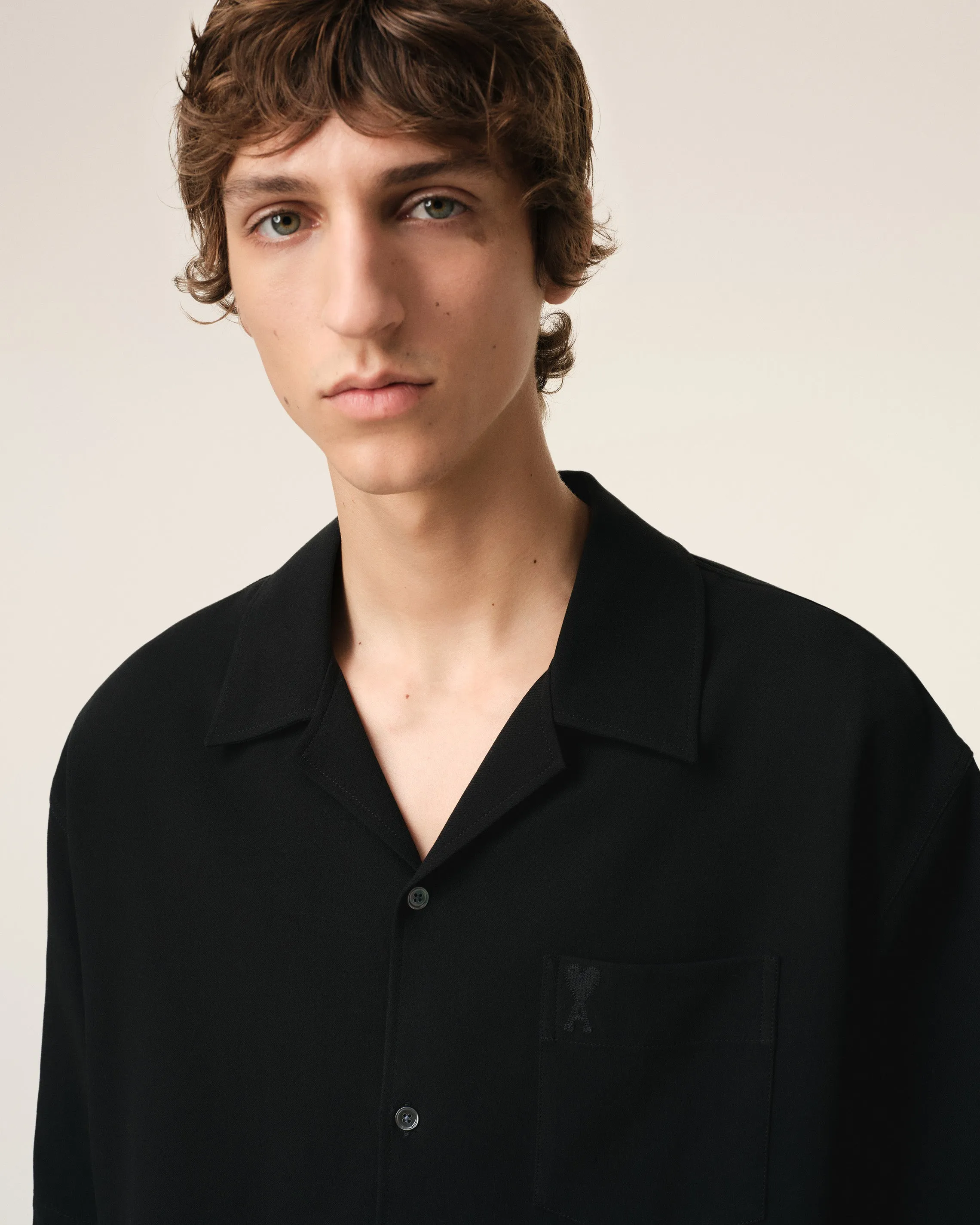 Chemise Noire Manches Courtes Col Requin En Coton sold by Ami product image thumbnail 4