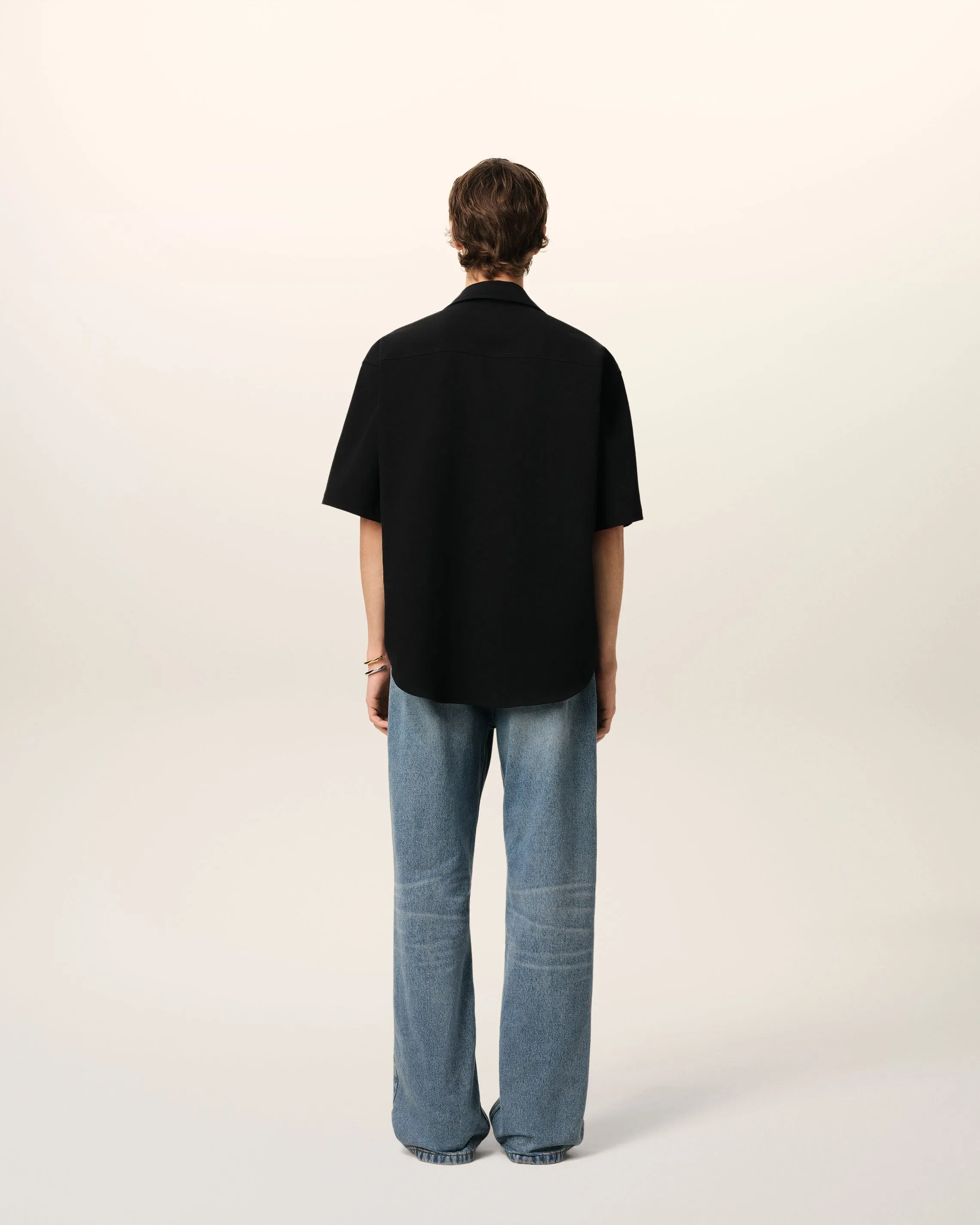 Chemise Noire Manches Courtes Col Requin En Coton sold by Ami product image thumbnail 5