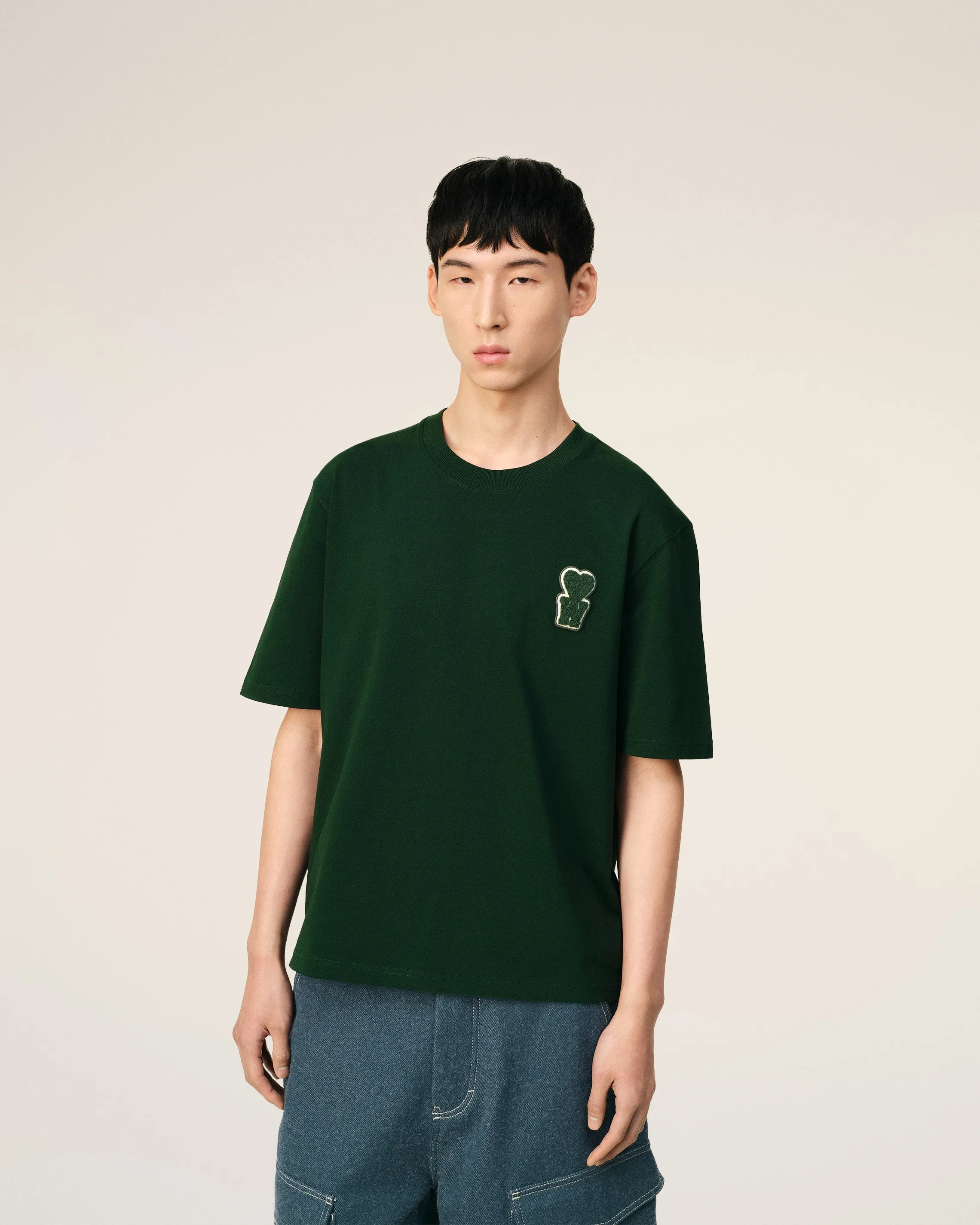 T-shirt Vert Coupe Boxy En Coton Avec Patch sold by Ami product image thumbnail 3