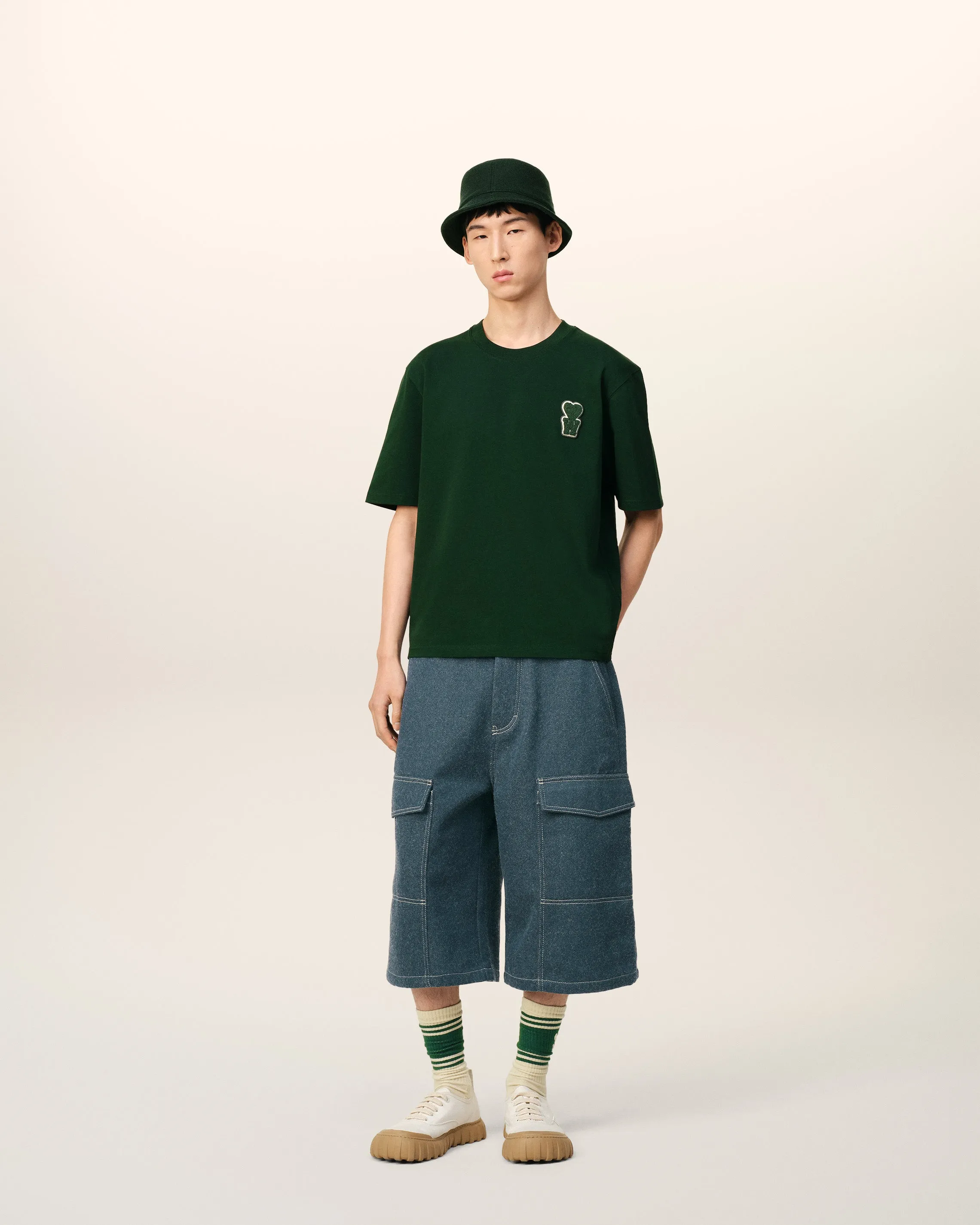 T-shirt Vert Coupe Boxy En Coton Avec Patch sold by Ami product image thumbnail 2
