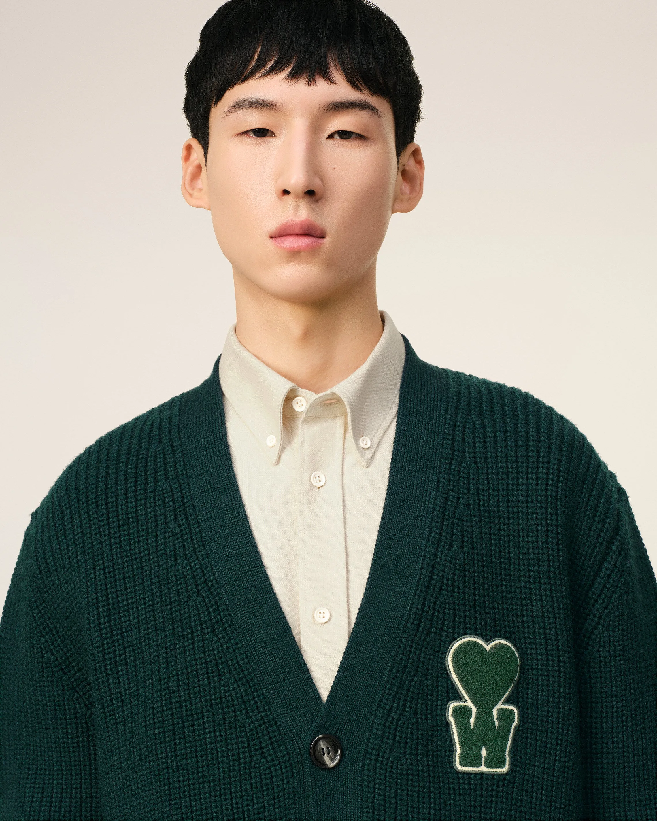 Cardigan A Côtes Vert En Laine Avec Patch sold by Ami product image thumbnail 4
