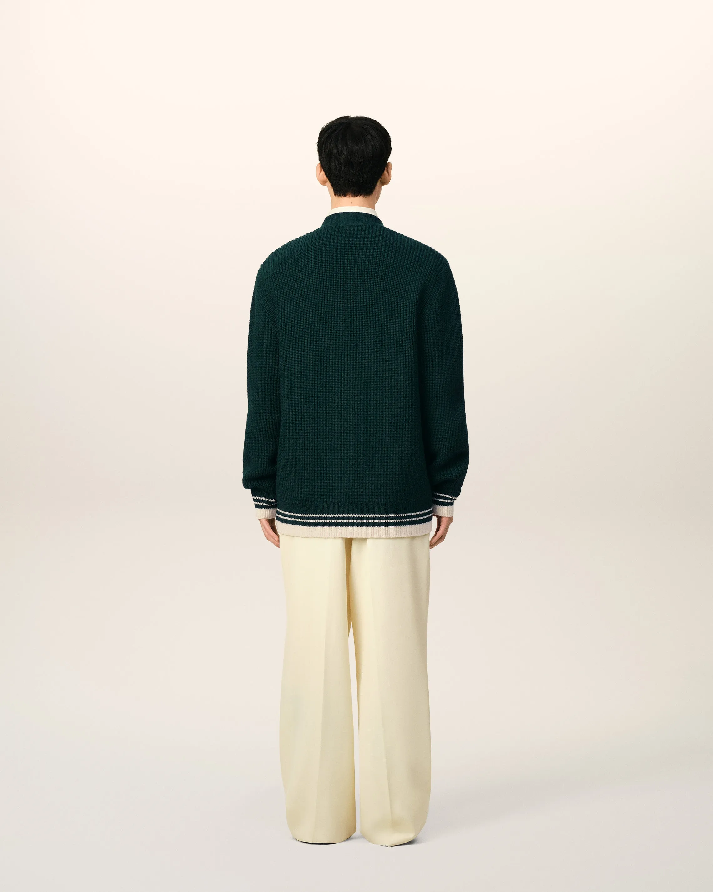 Cardigan A Côtes Vert En Laine Avec Patch sold by Ami product image thumbnail 5