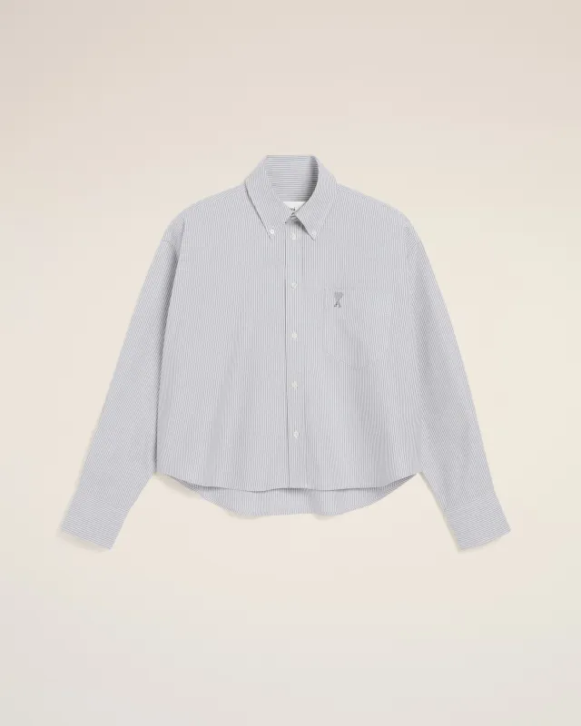 Chemise Violette Cropped Oversize En Coton sold by Ami