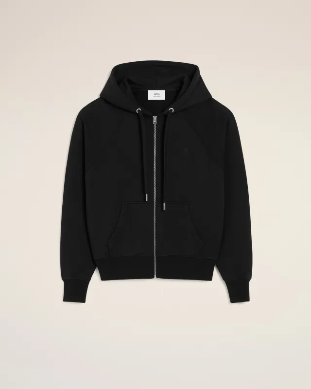 Hoodie Noir Ami de Coeur Ton Sur Ton En Coton sold by Ami