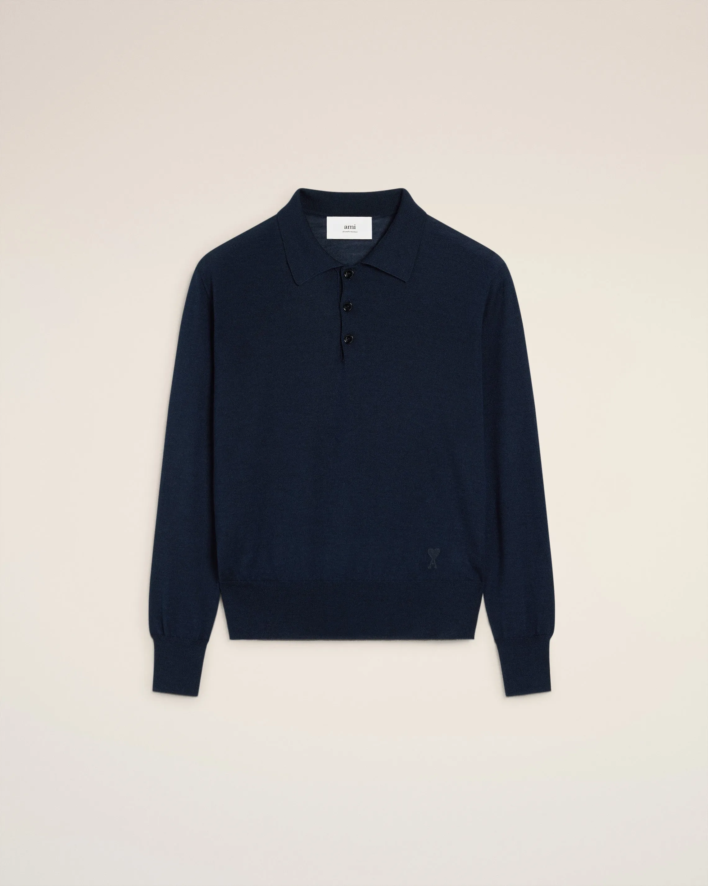 Polo Bleu Marine Ami de Coeur Ton Sur Ton En Laine sold by Ami