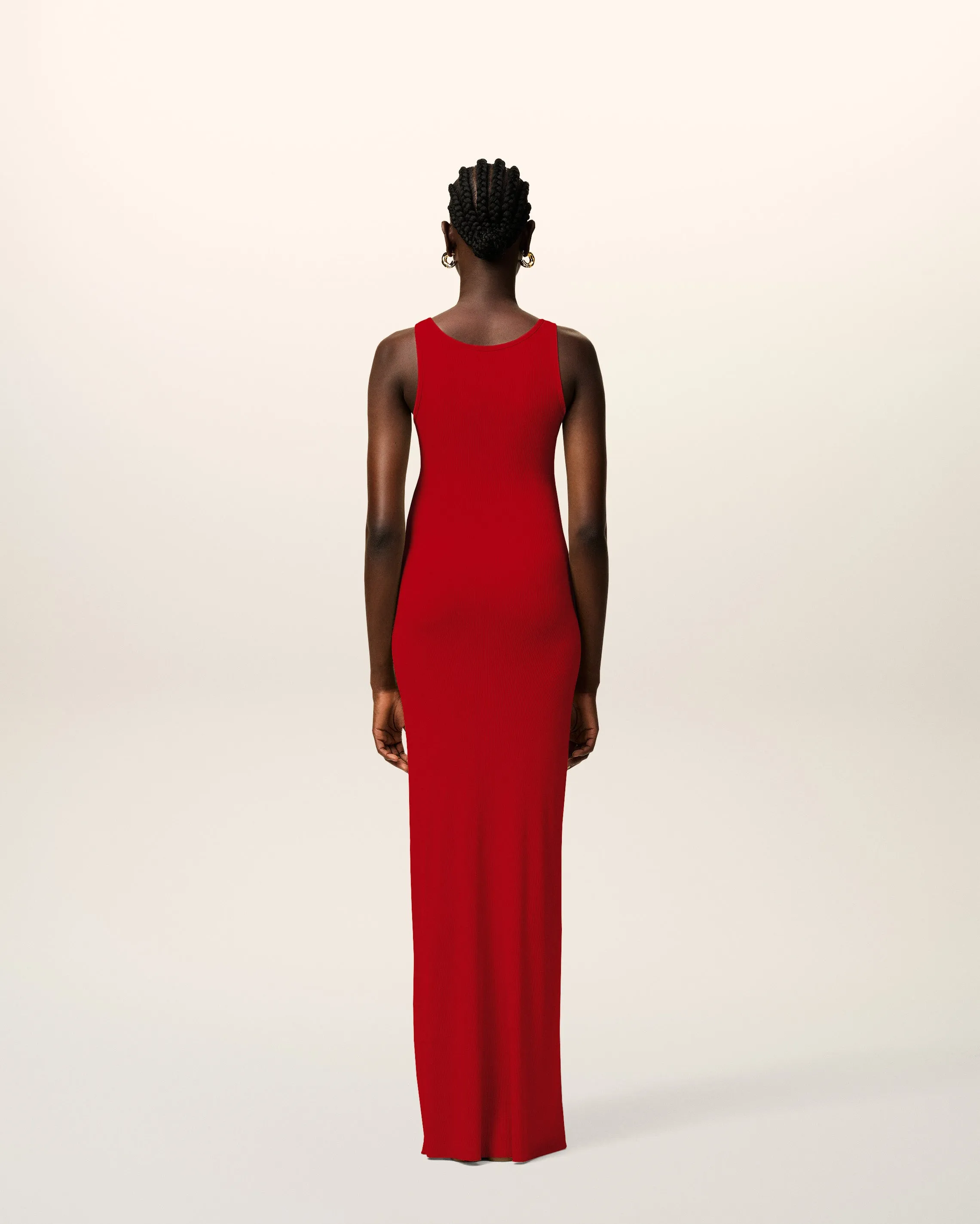 Longue Robe Débardeur Rouge En Jersey Côtelé Léger sold by Ami product image thumbnail 5