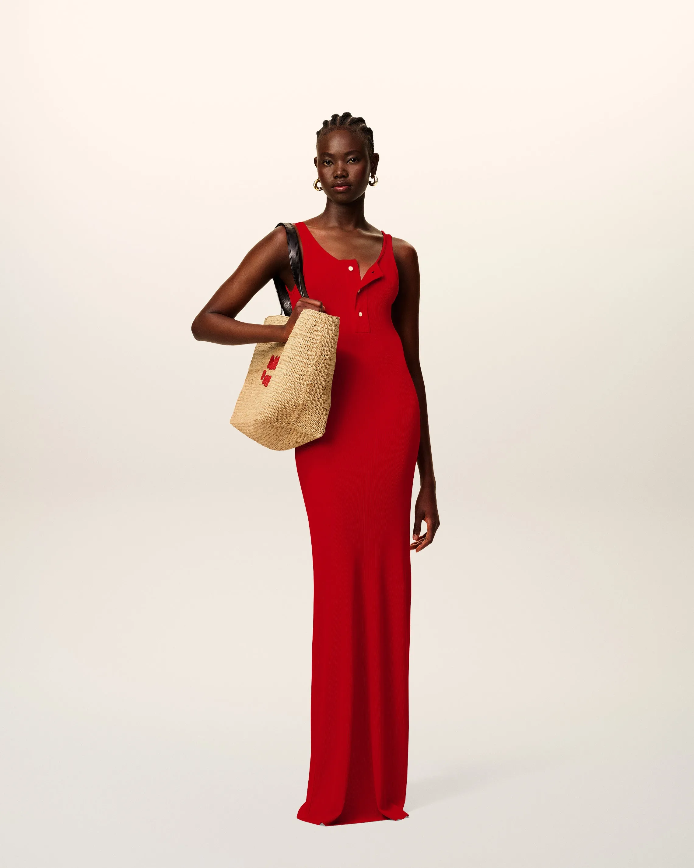 Longue Robe Débardeur Rouge En Jersey Côtelé Léger sold by Ami product image thumbnail 2