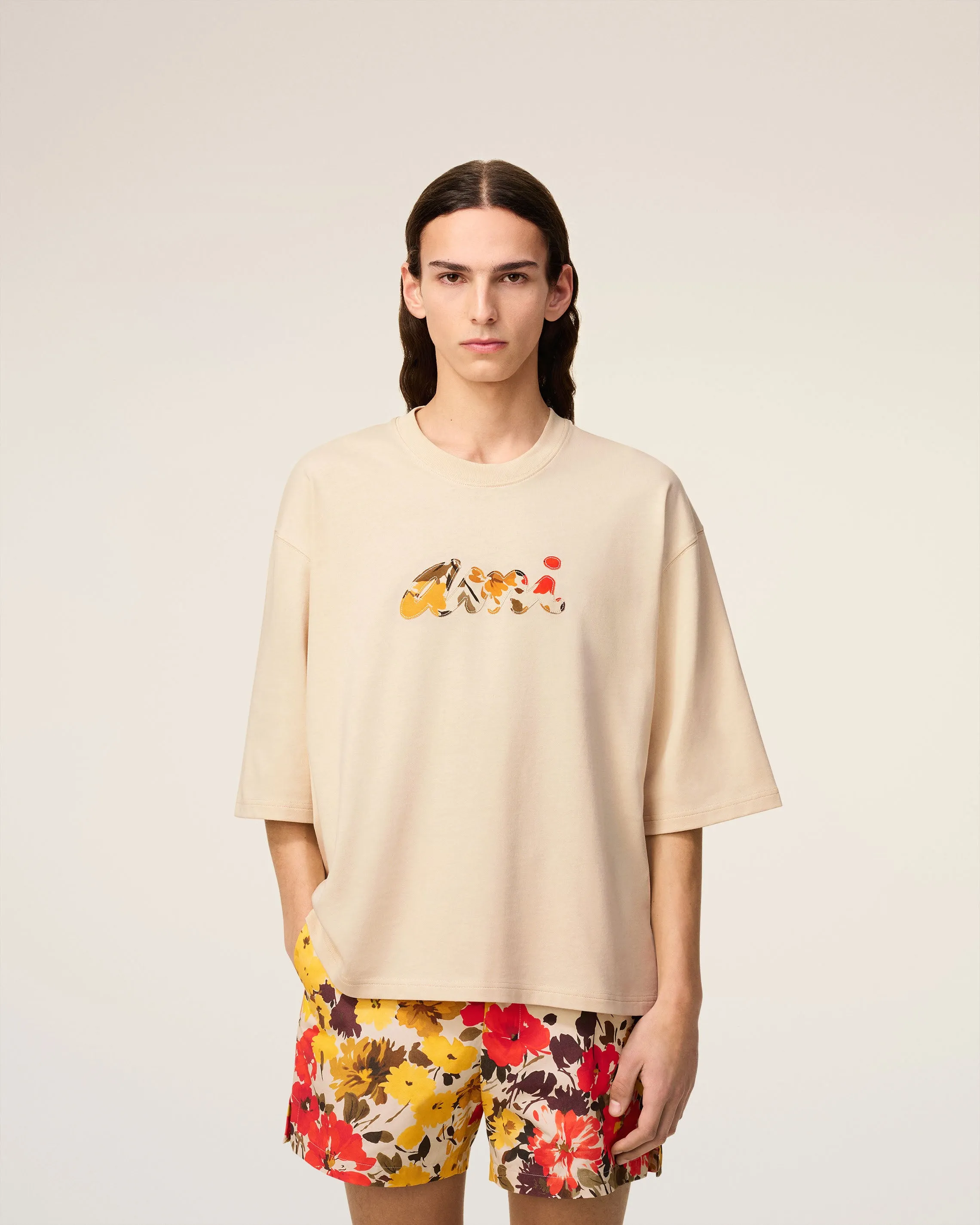 T-Shirt Beige En Coton Avec Patch Ami Fleuri sold by Ami product image thumbnail 3