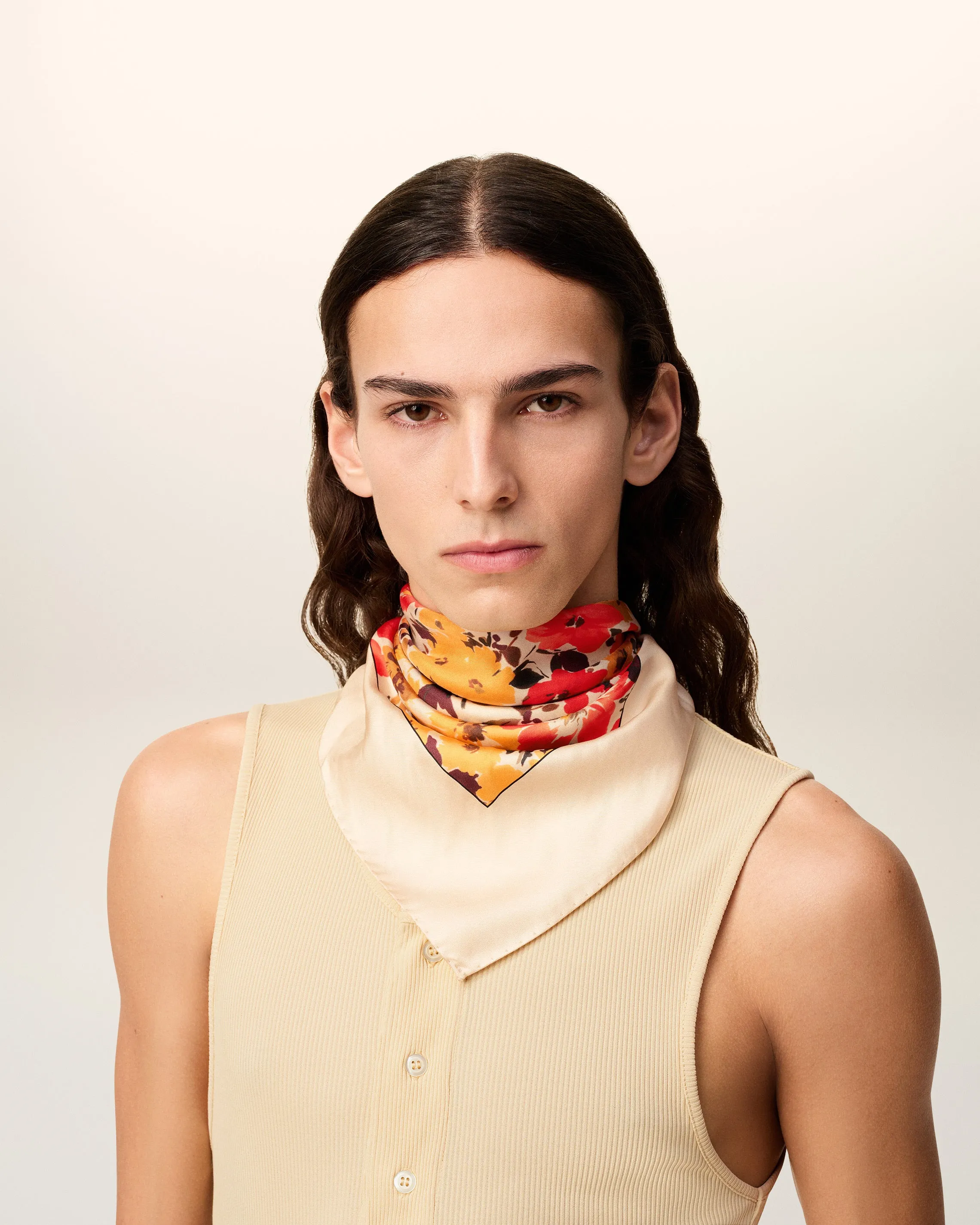 Bandana Jaune Fleuri En Soie sold by Ami product image thumbnail 2