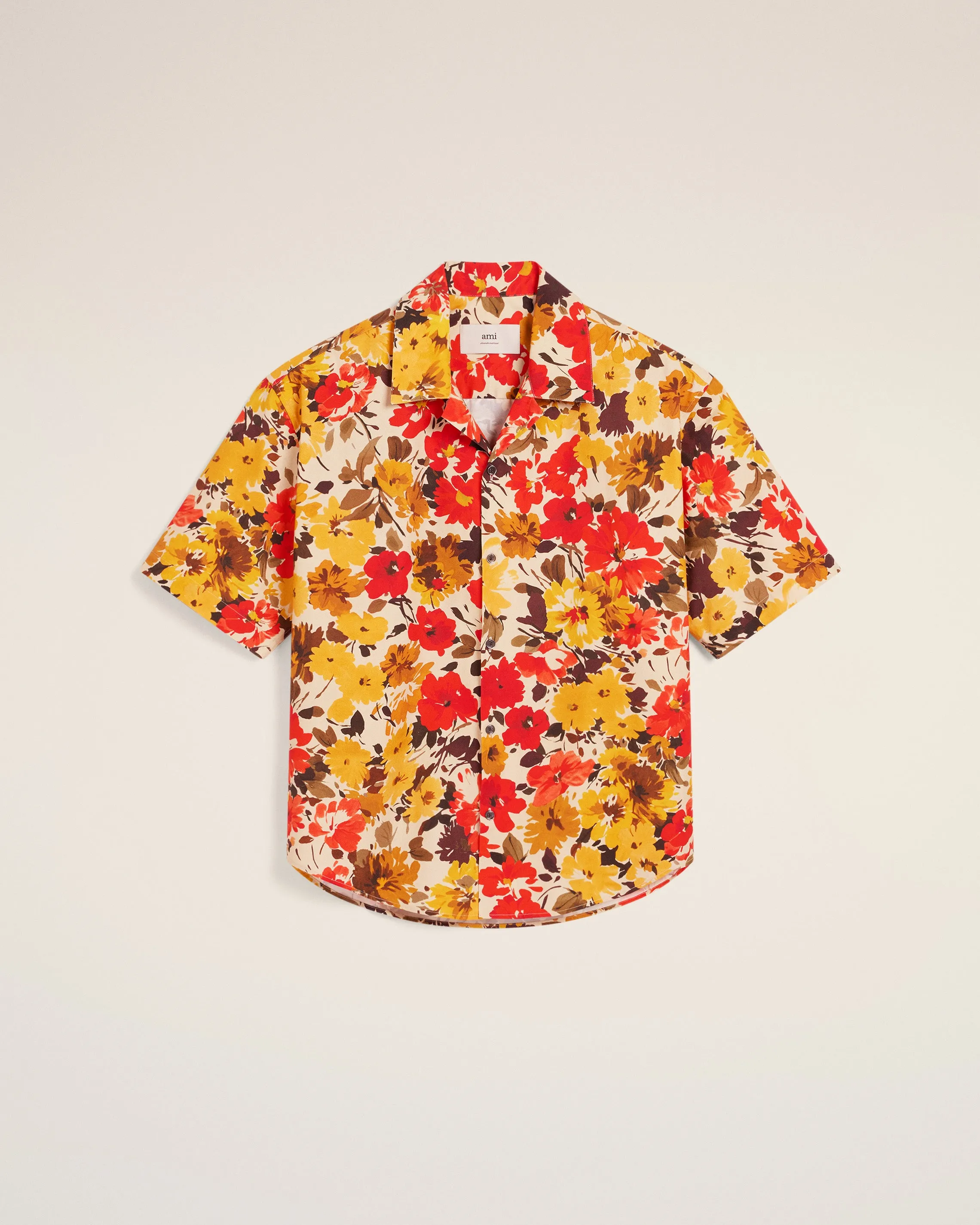 Chemise Jaune Fleurie À Manches Courtes En Coton sold by Ami