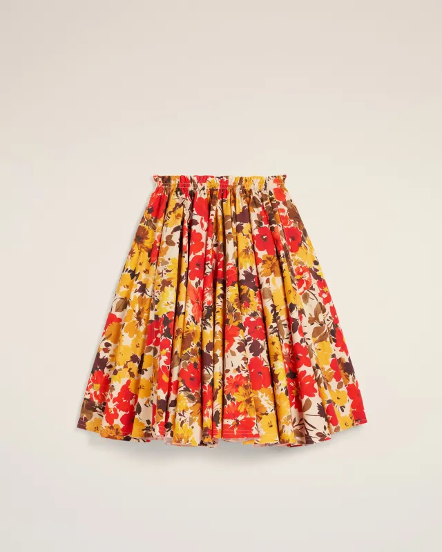 Jupe Jaune Fleurie  Midi À Godets En Coton sold by Ami