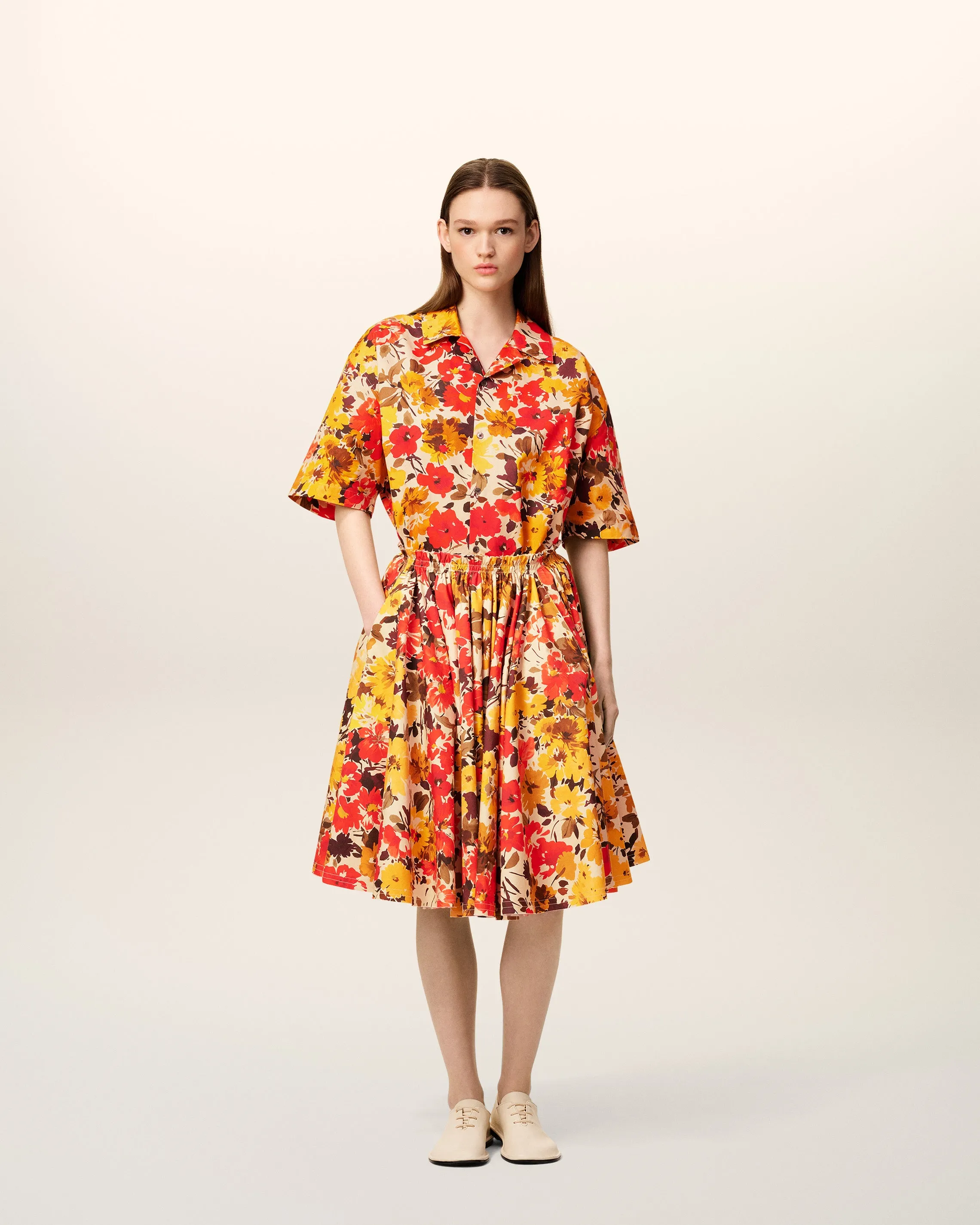 Jupe Jaune Fleurie Midi À Godets En Coton sold by Ami product image thumbnail 2