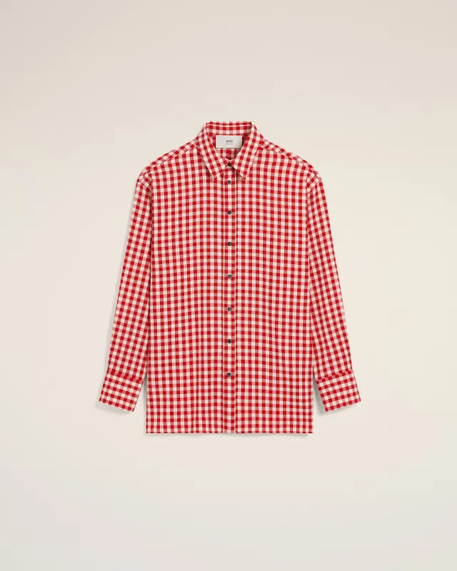 Chemise Rouge à Carreaux Ample En Laine sold by Ami
