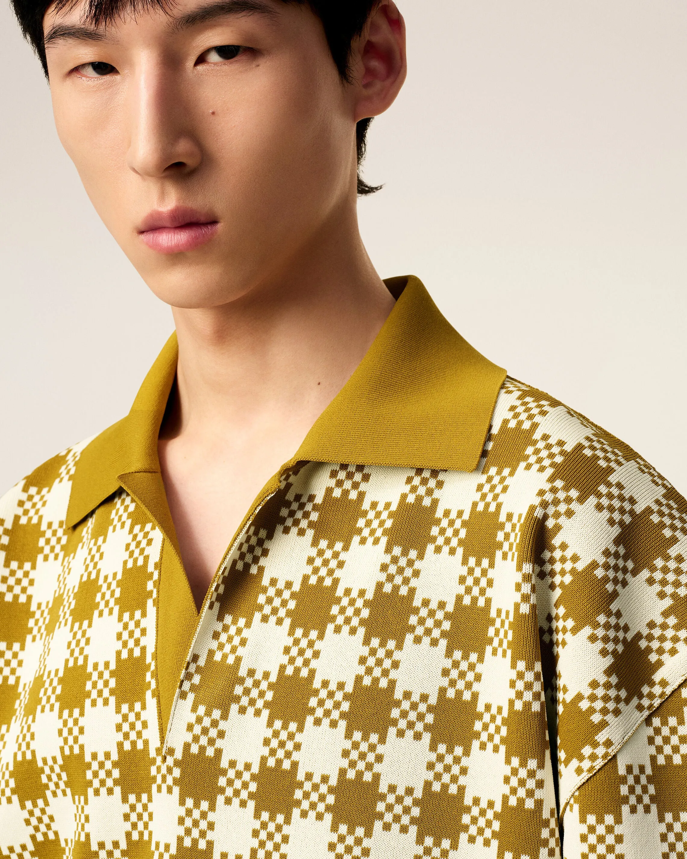 Polo Blanc Et Jaune Moutarde Vichy À Manches Courtes sold by Ami product image thumbnail 4