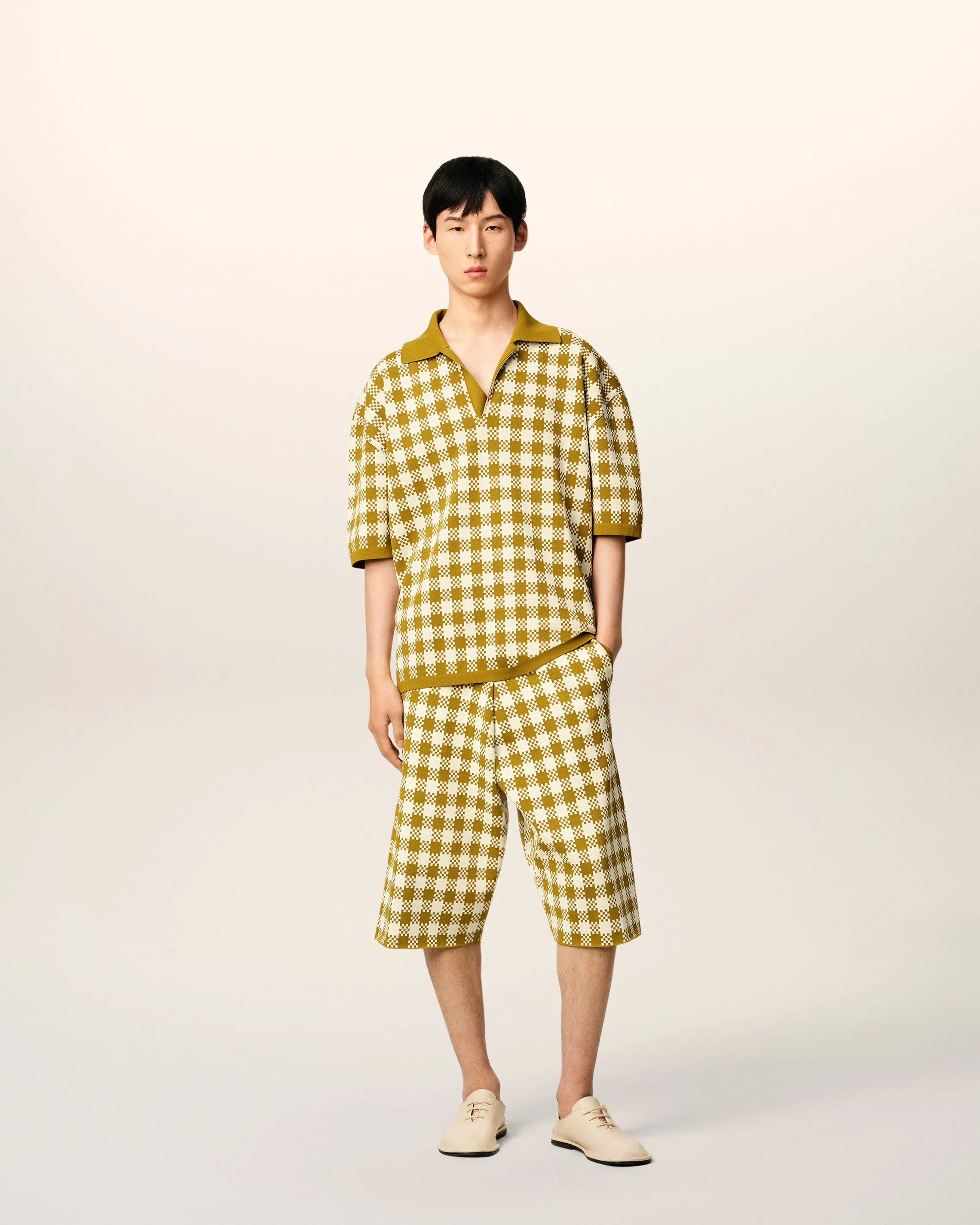 Polo Blanc Et Jaune Moutarde Vichy À Manches Courtes sold by Ami product image thumbnail 2