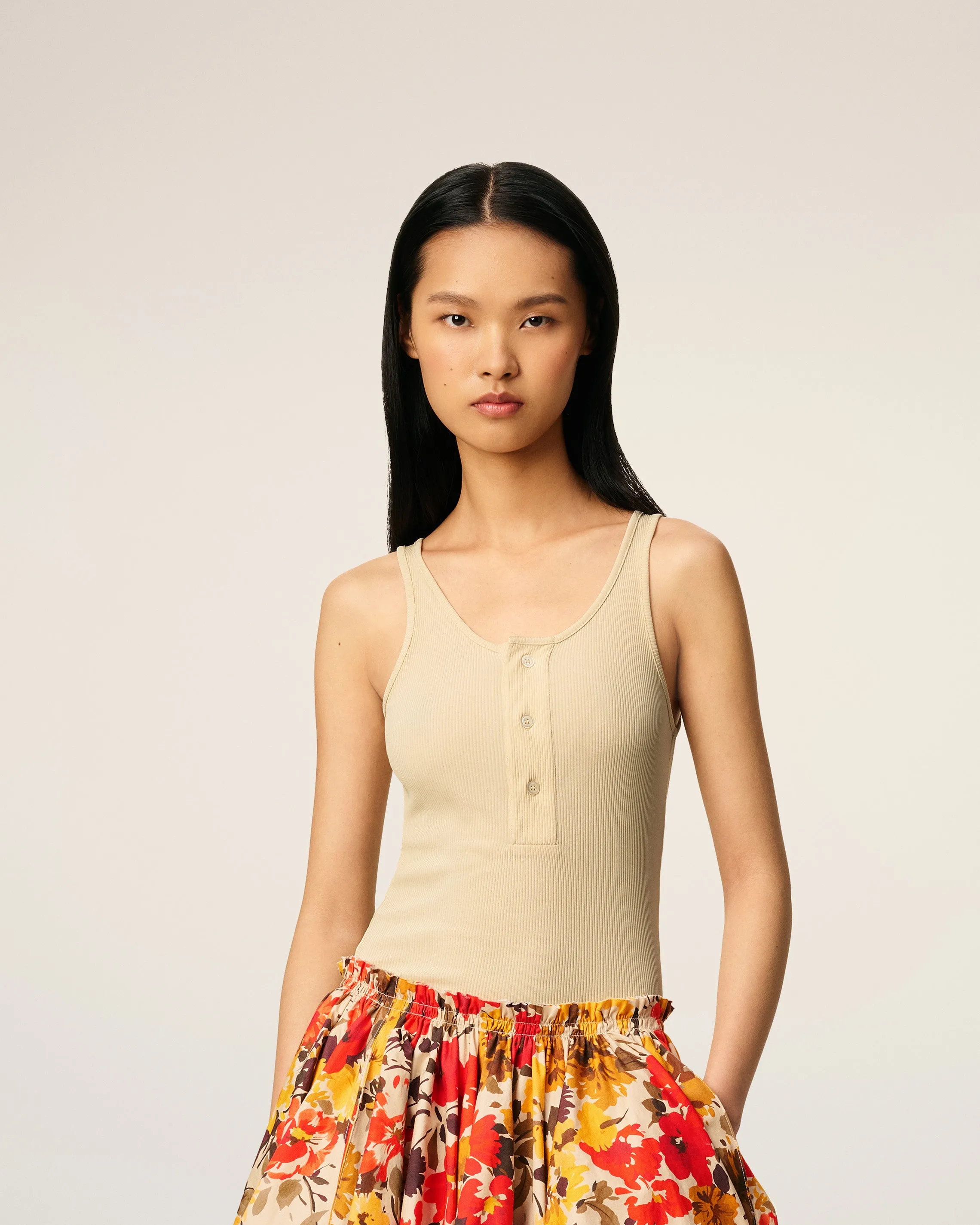 Débardeur Beige En Jersey Côtelé Léger sold by Ami product image thumbnail 3