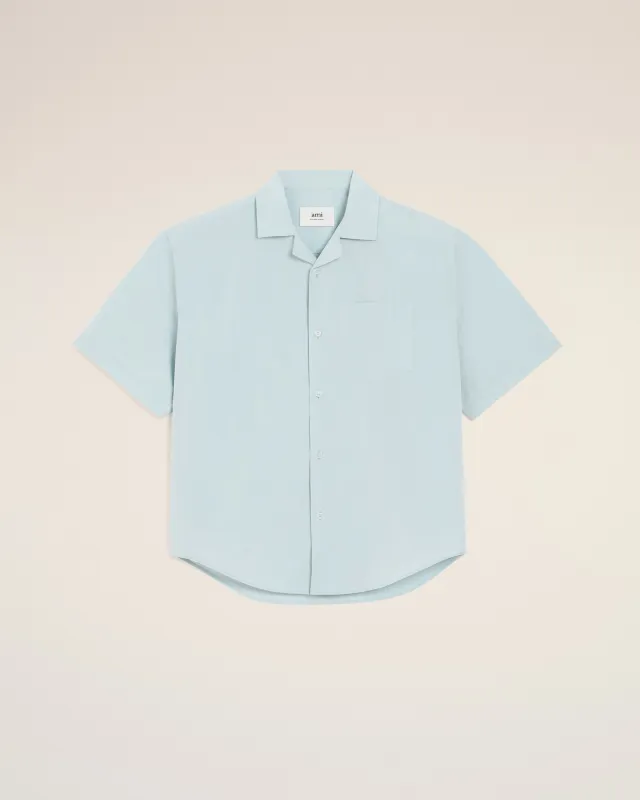 Chemise Bleue Boxy Manches Courtes En Taffetas sold by Ami