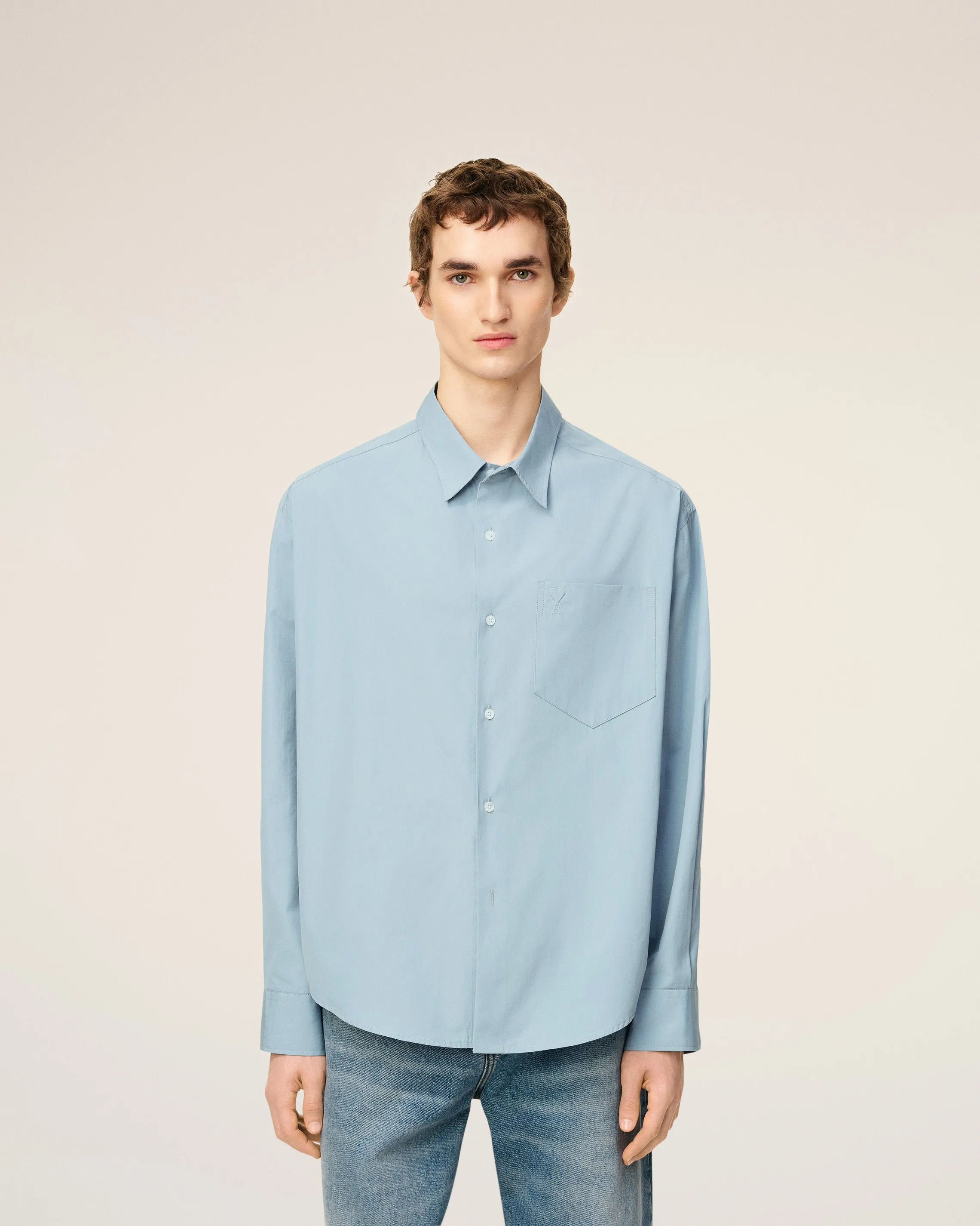 Chemise Bleue Boxy Embossée Ami de Coeur En Coton sold by Ami product image thumbnail 3