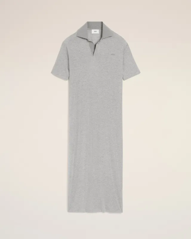 Robe Polo Grise Longue Manches Courtes En Coton sold by Ami
