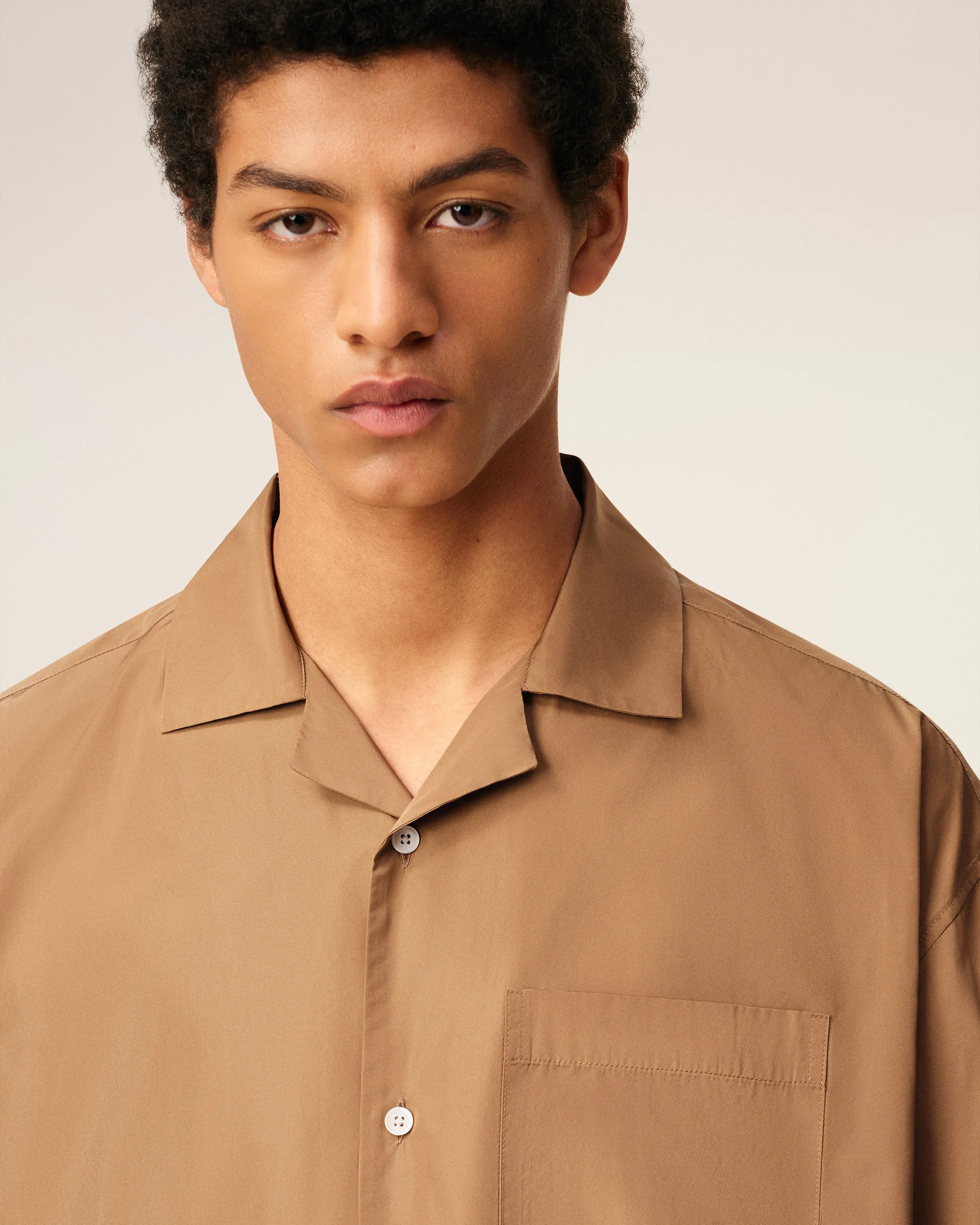 Chemise Marron Boxy Courtes En Taffetass sold by Ami product image thumbnail 4