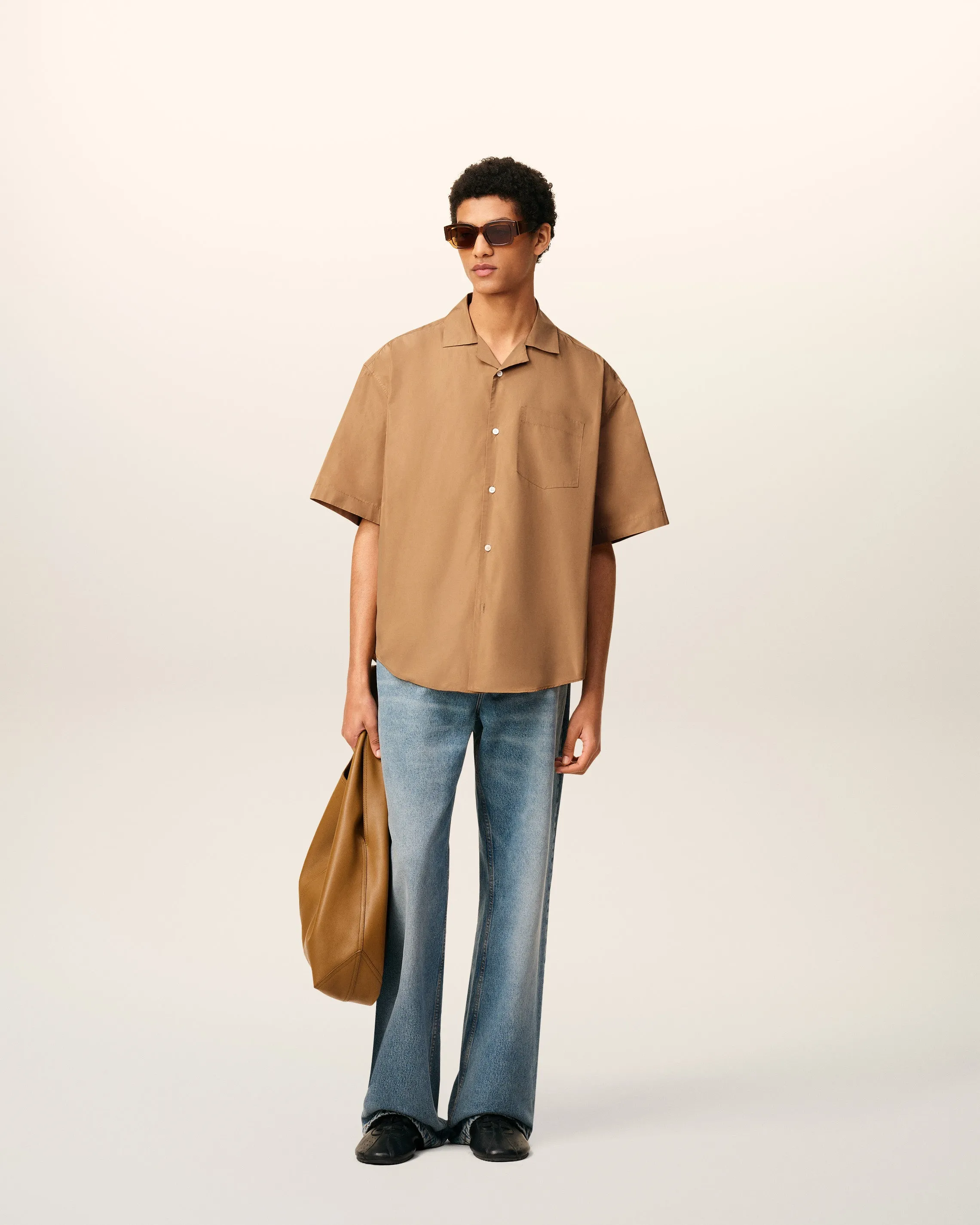 Chemise Marron Boxy Courtes En Taffetass sold by Ami product image thumbnail 2