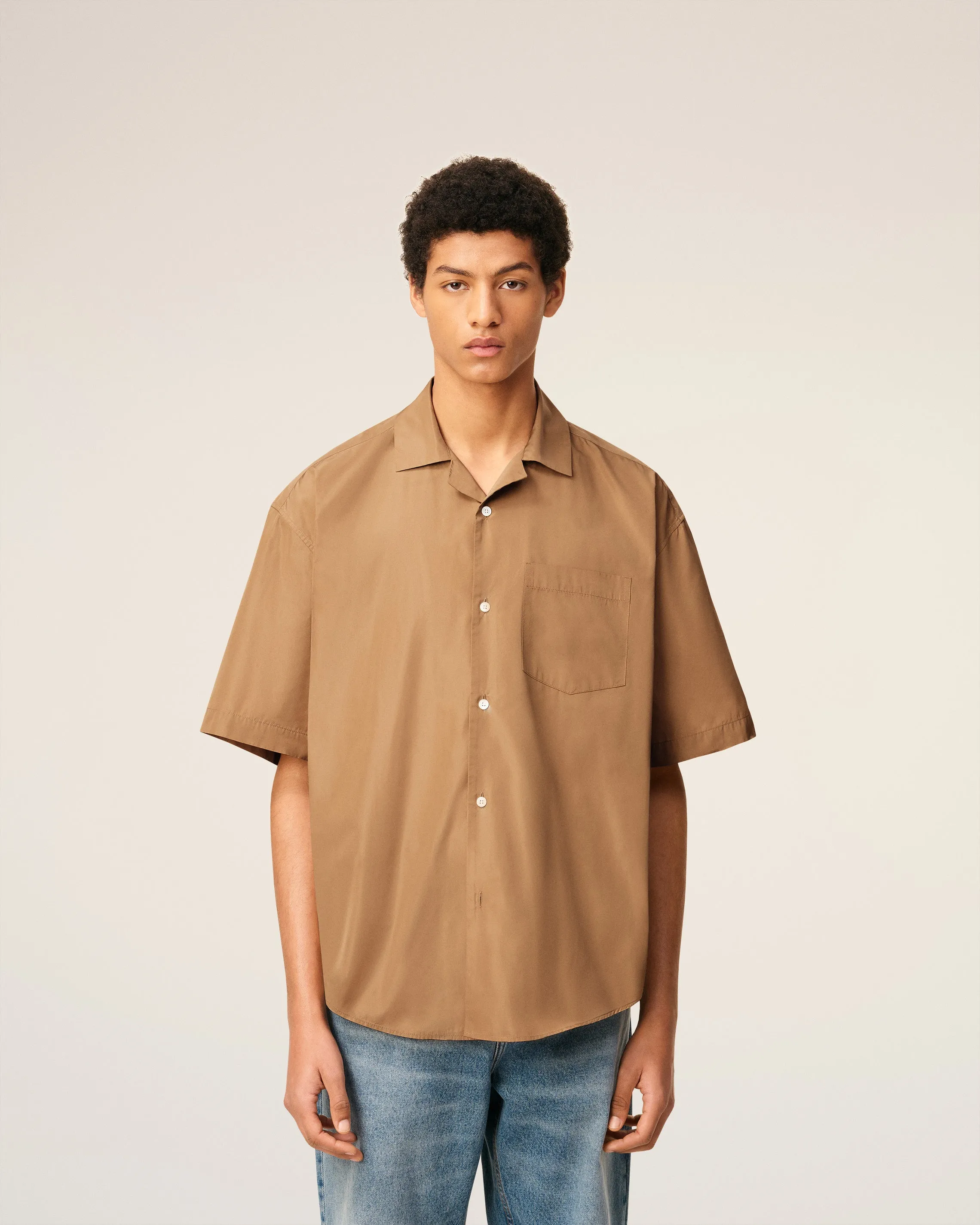 Chemise Marron Boxy Courtes En Taffetass sold by Ami product image thumbnail 3