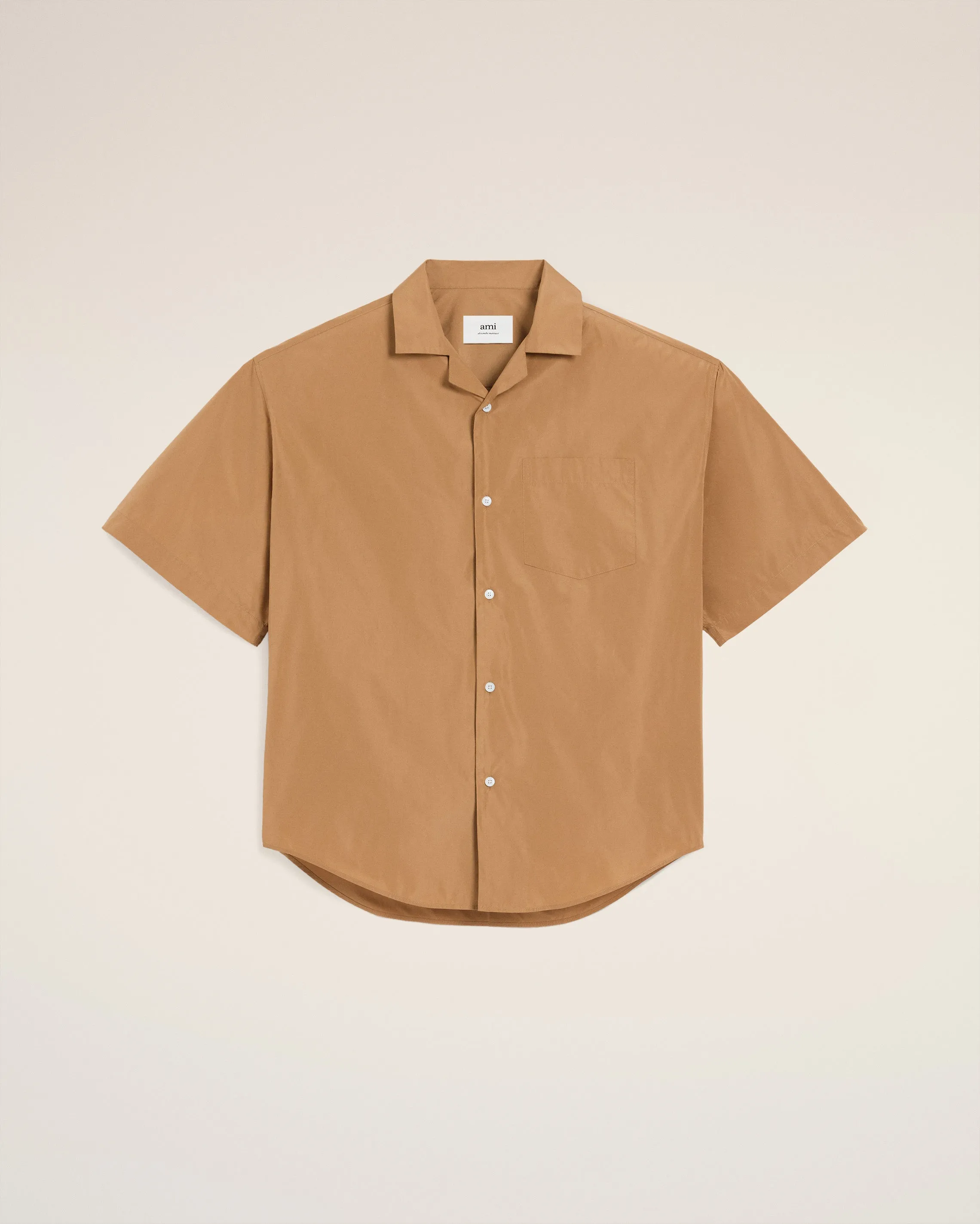 Chemise Marron Boxy Courtes En Taffetass sold by Ami