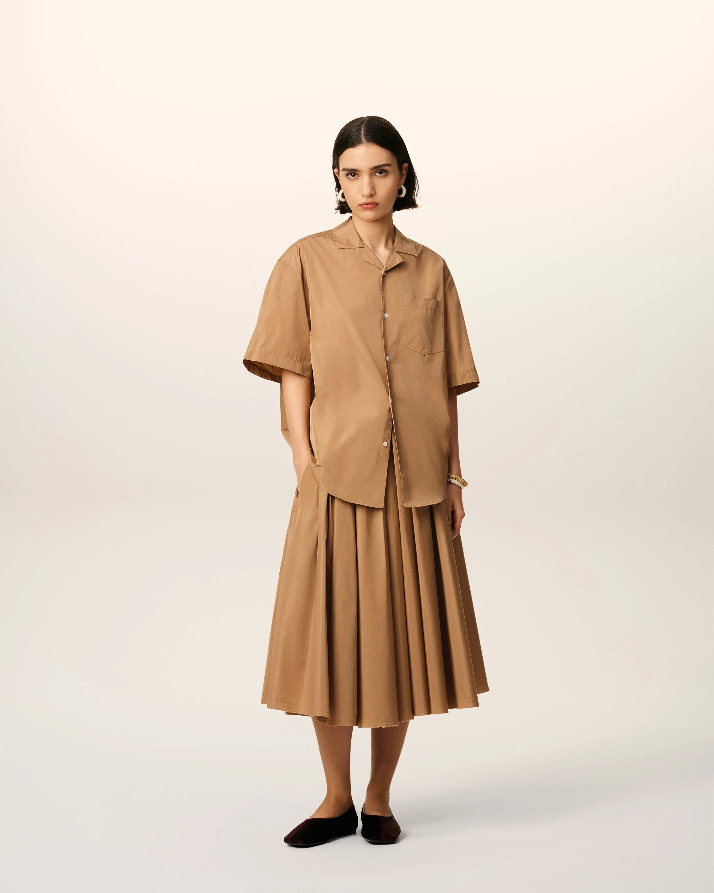 Jupe Corolle Marron Midi En Taffetas sold by Ami product image thumbnail 2