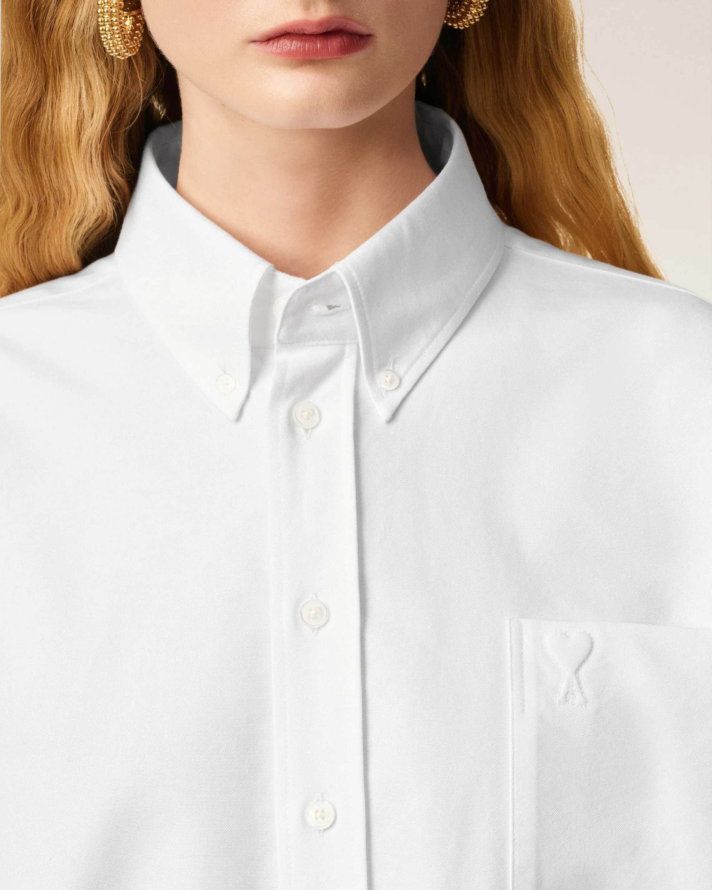 Chemise Blanche Croppée Oversize Ami De Coeur En Coton sold by Ami product image thumbnail 4