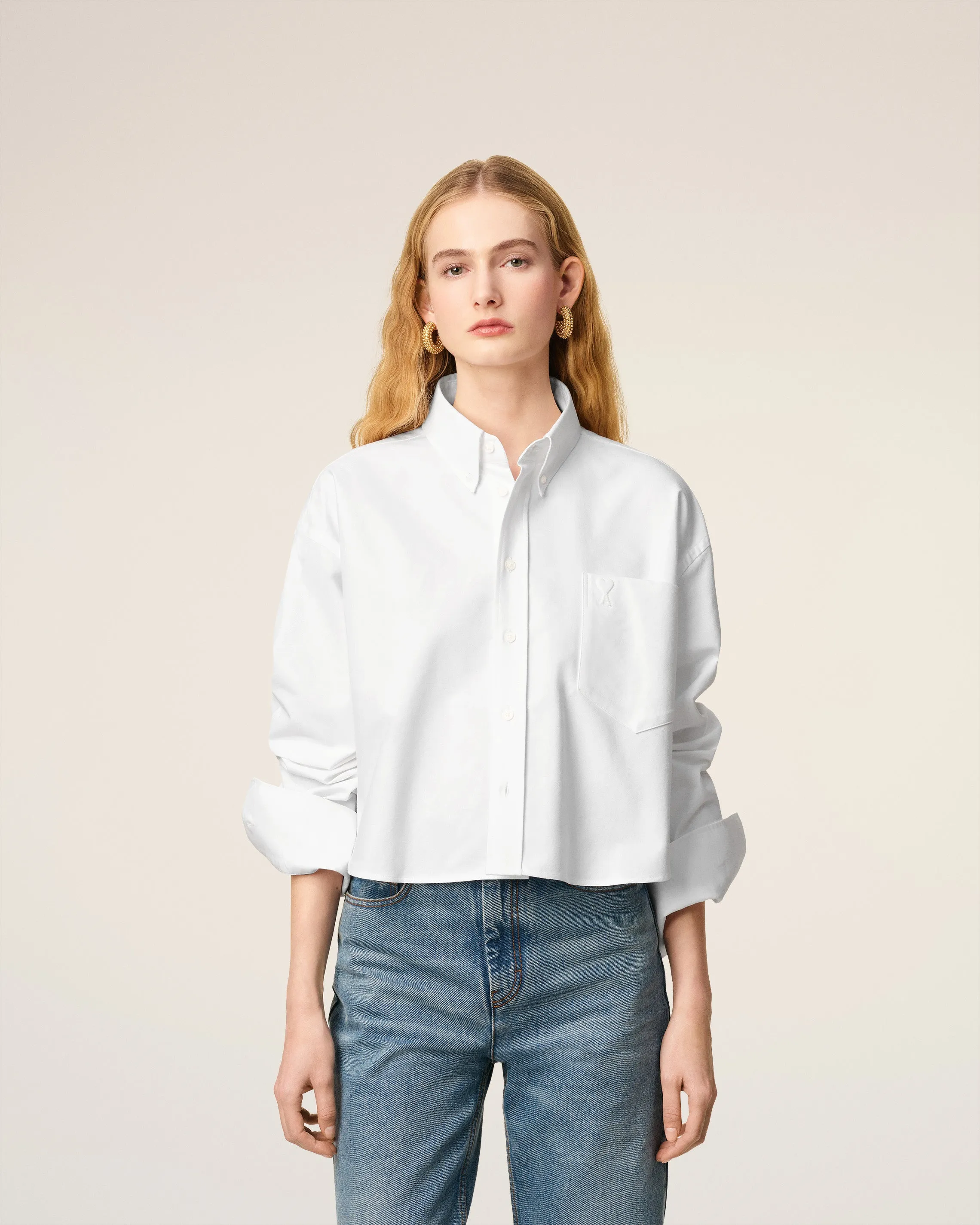 Chemise Blanche Croppée Oversize Ami De Coeur En Coton sold by Ami product image thumbnail 3