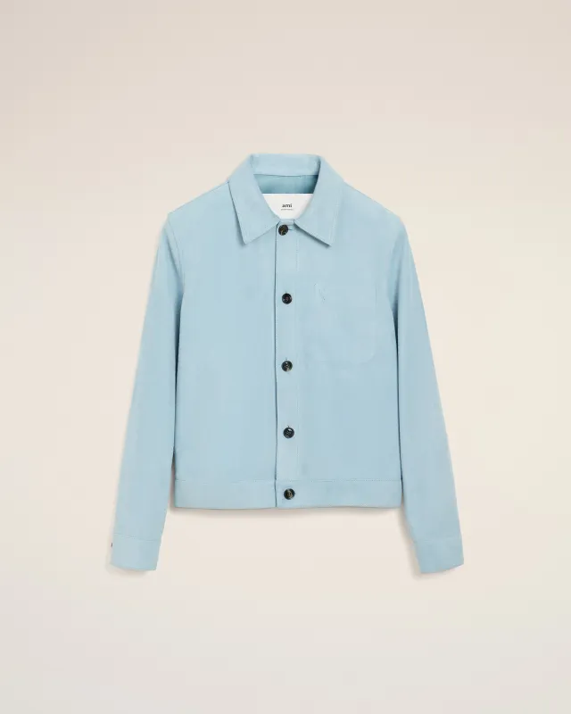 Veste Bleue Boutonnée Ami De Coeur En Cuir sold by Ami