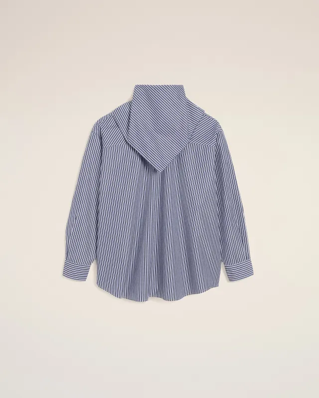 Blouse Bleue Rayée Col Bandana Manches Longues En Coton sold by Ami