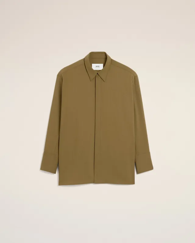 Chemise Verte Longue Oversize En Laine sold by Ami